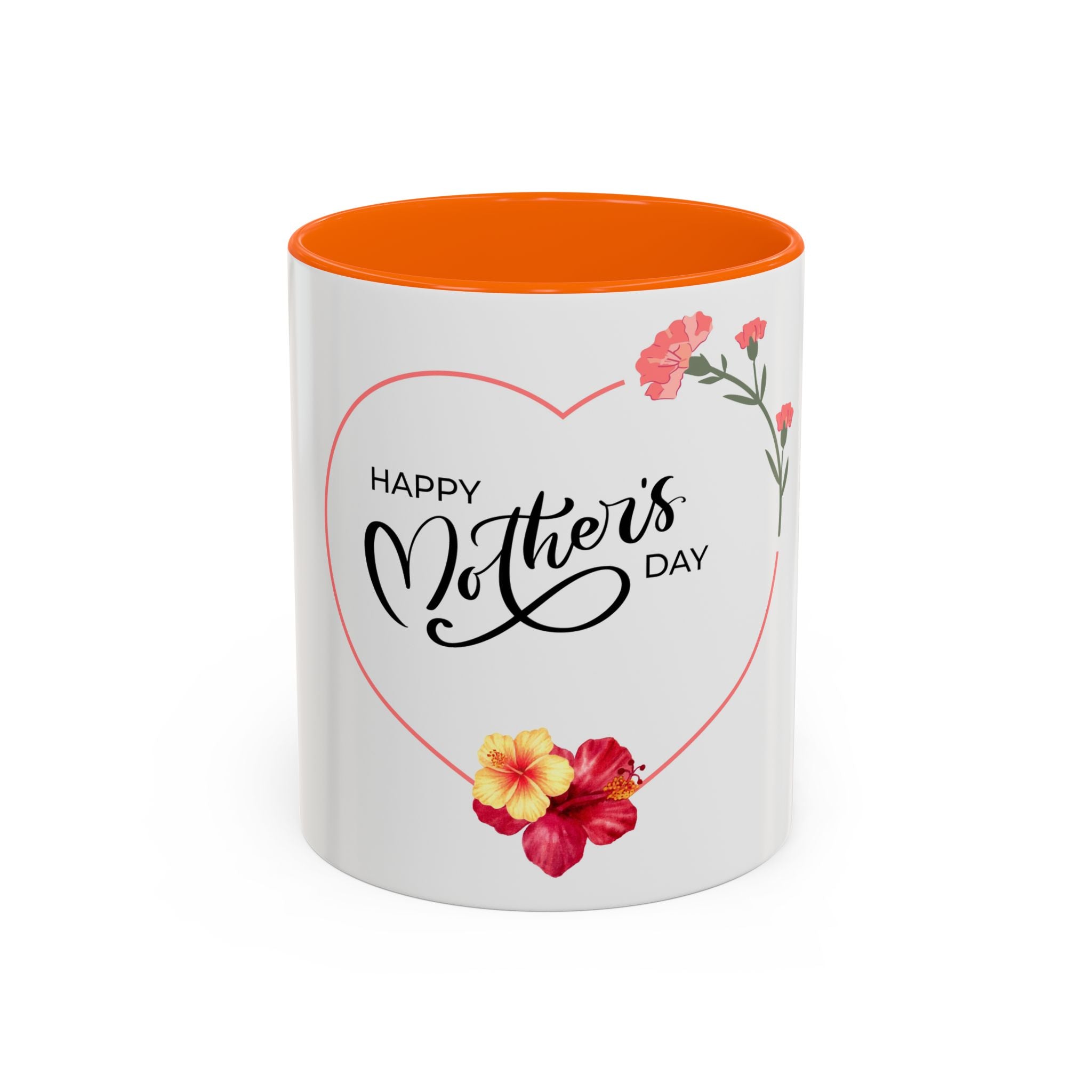 Mother's Day Heart Floral Accent Coffee Mug – "Happy Mother's Day" 11/15oz