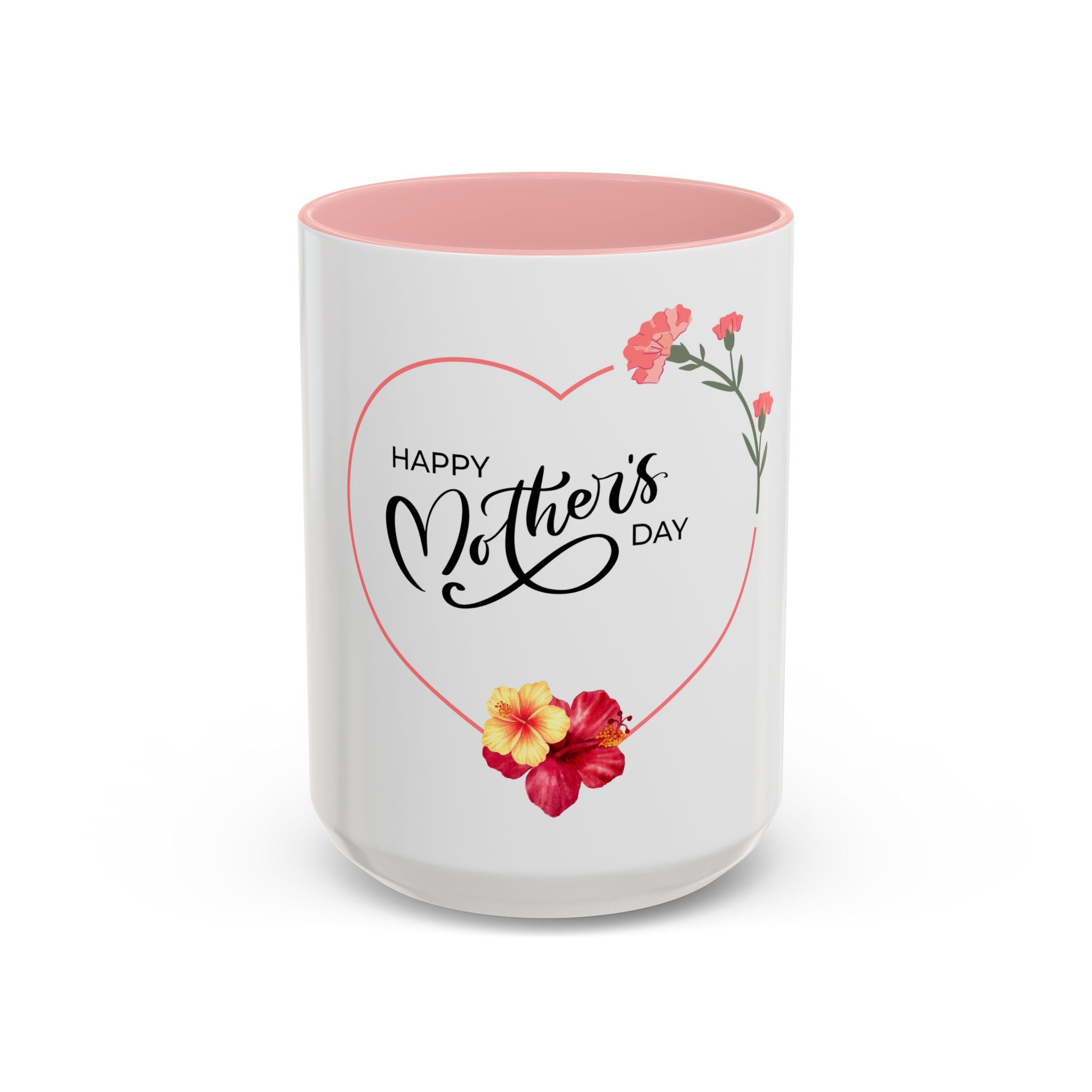 Mother's Day Heart Floral Accent Coffee Mug – "Happy Mother's Day" 11/15oz