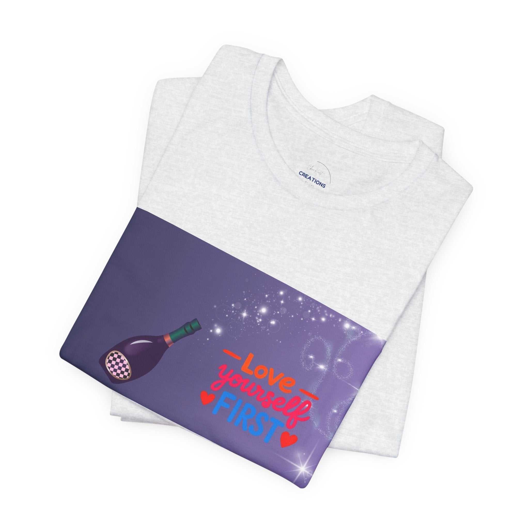 Love Yourself First Tee — Motivational Graphic T-Shirt with Microphone Design
