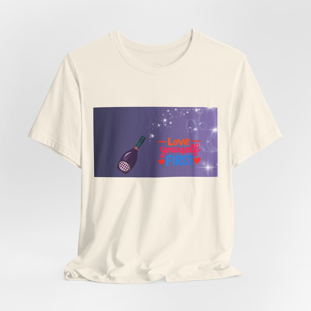 Love Yourself First Tee — Motivational Graphic T-Shirt with Microphone Design