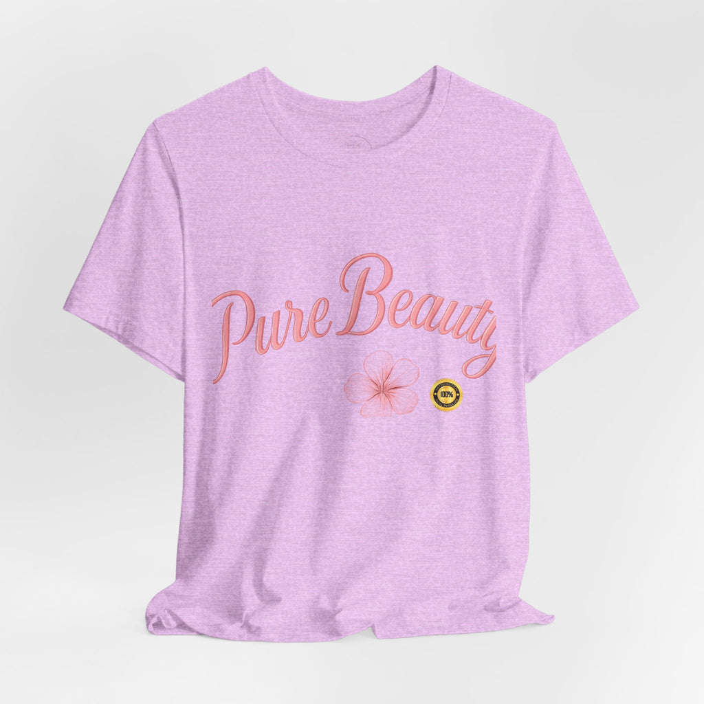 Pure Beauty Floral Tee — Women's Pink Script Flower T-Shirt