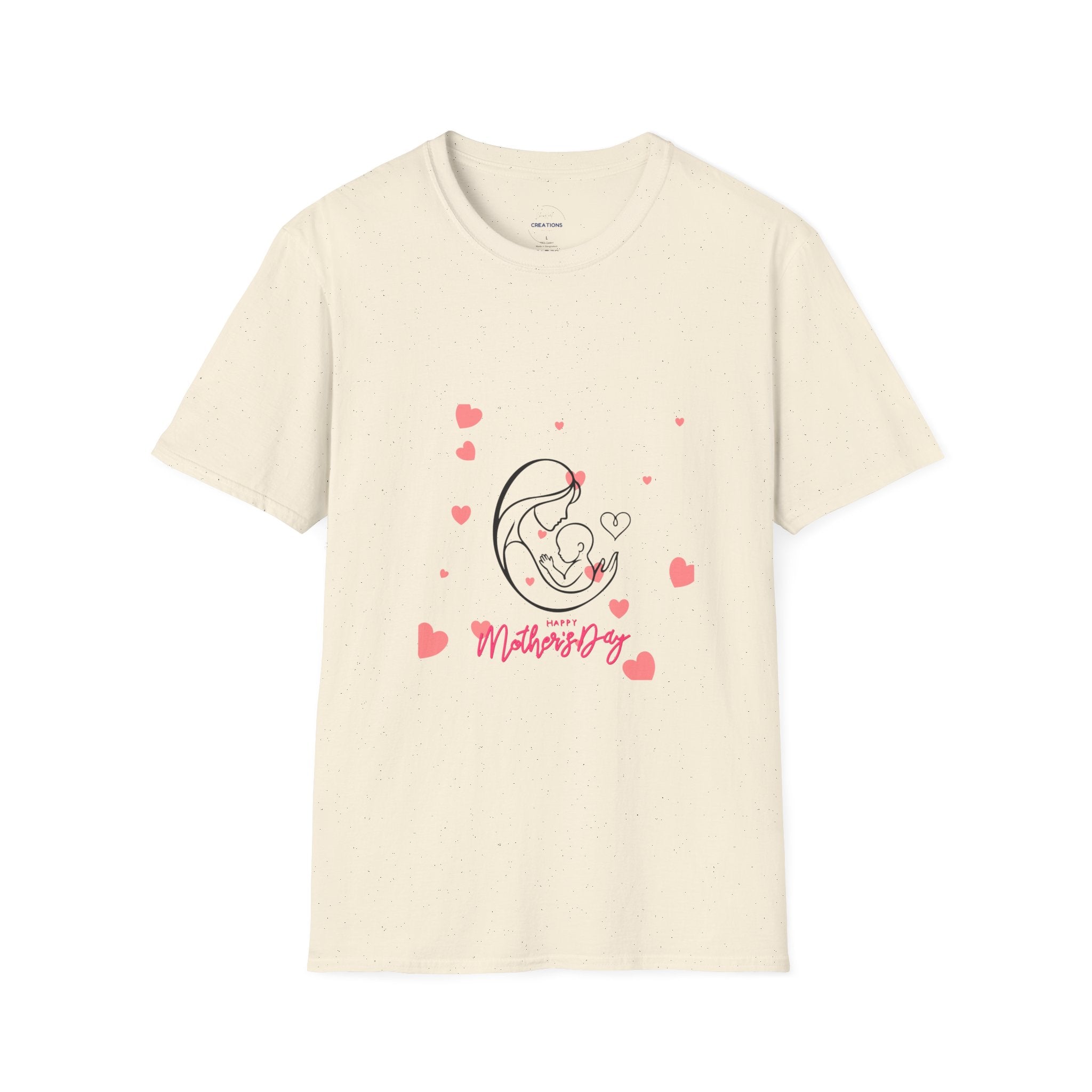 Mother and Baby Line Art T-Shirt — "Mommy" Heart Mom Shirt