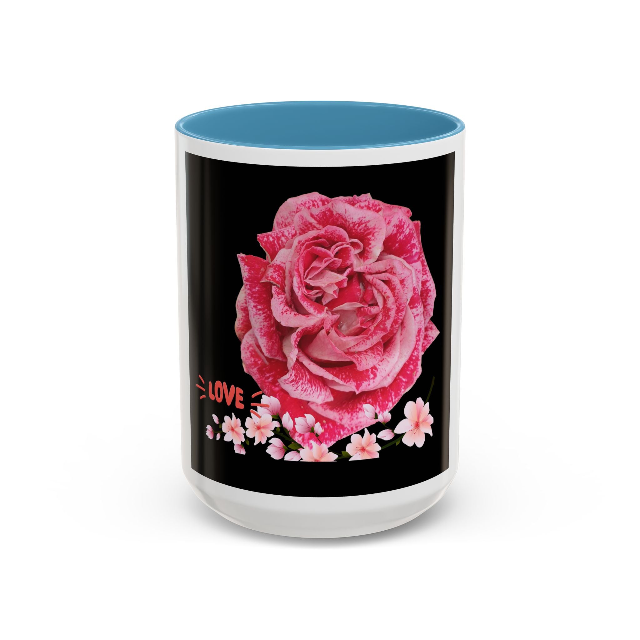 Pink Rose Love Accent Coffee Mug – Floral Valentine Gift (11/15oz)