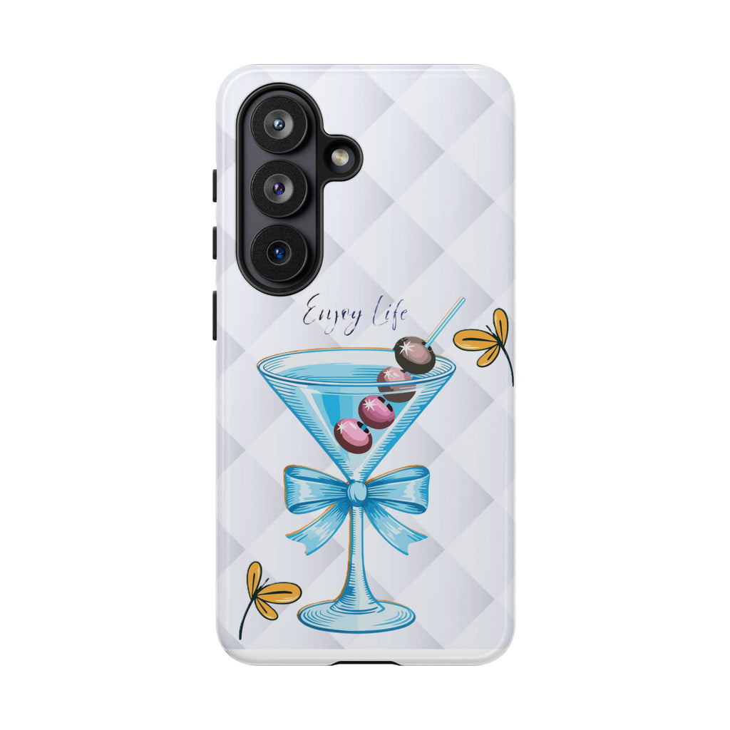 Cocktail Martini Phone Case – "Enjoy Life" Cute Blue Glass Design