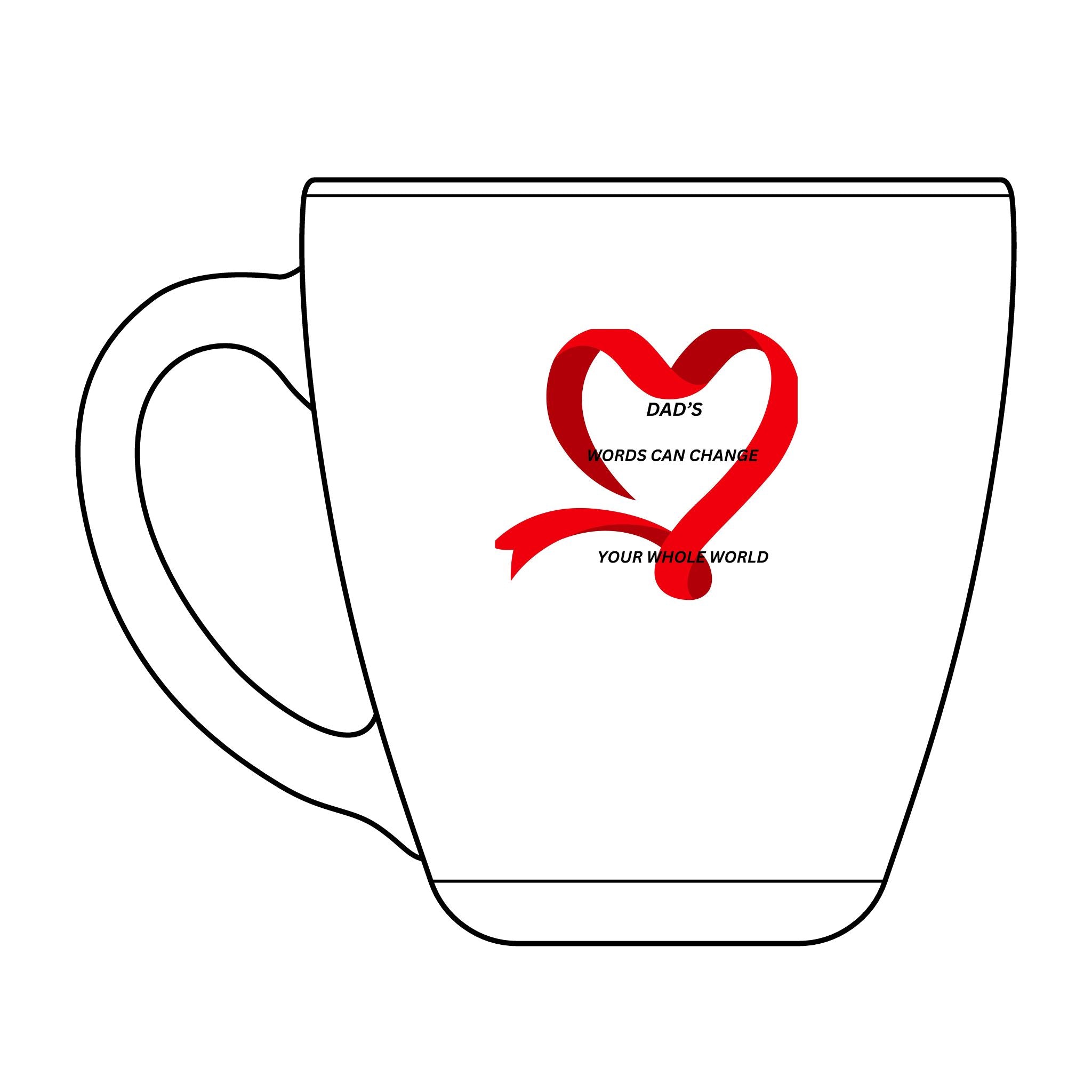Engraved Glass Mug — “Dad’s Words Can Change Your Whole World” Heart Design, 15.5 oz