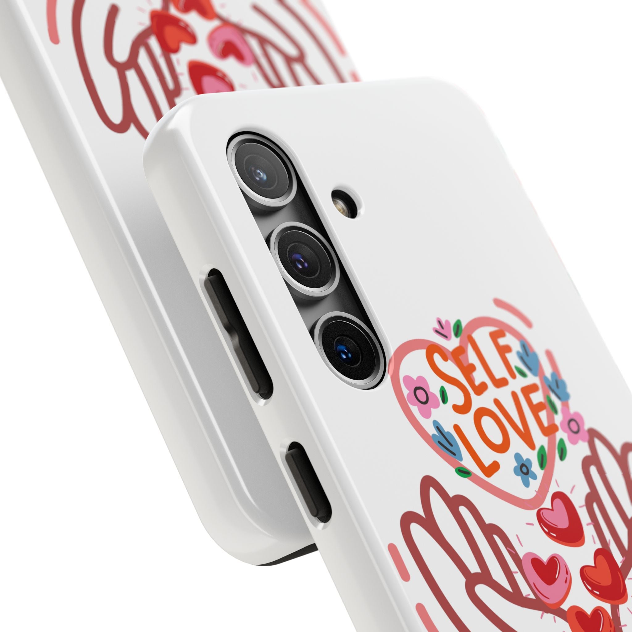 Self Love Tough Phone Case — Protective Floral Heart Design