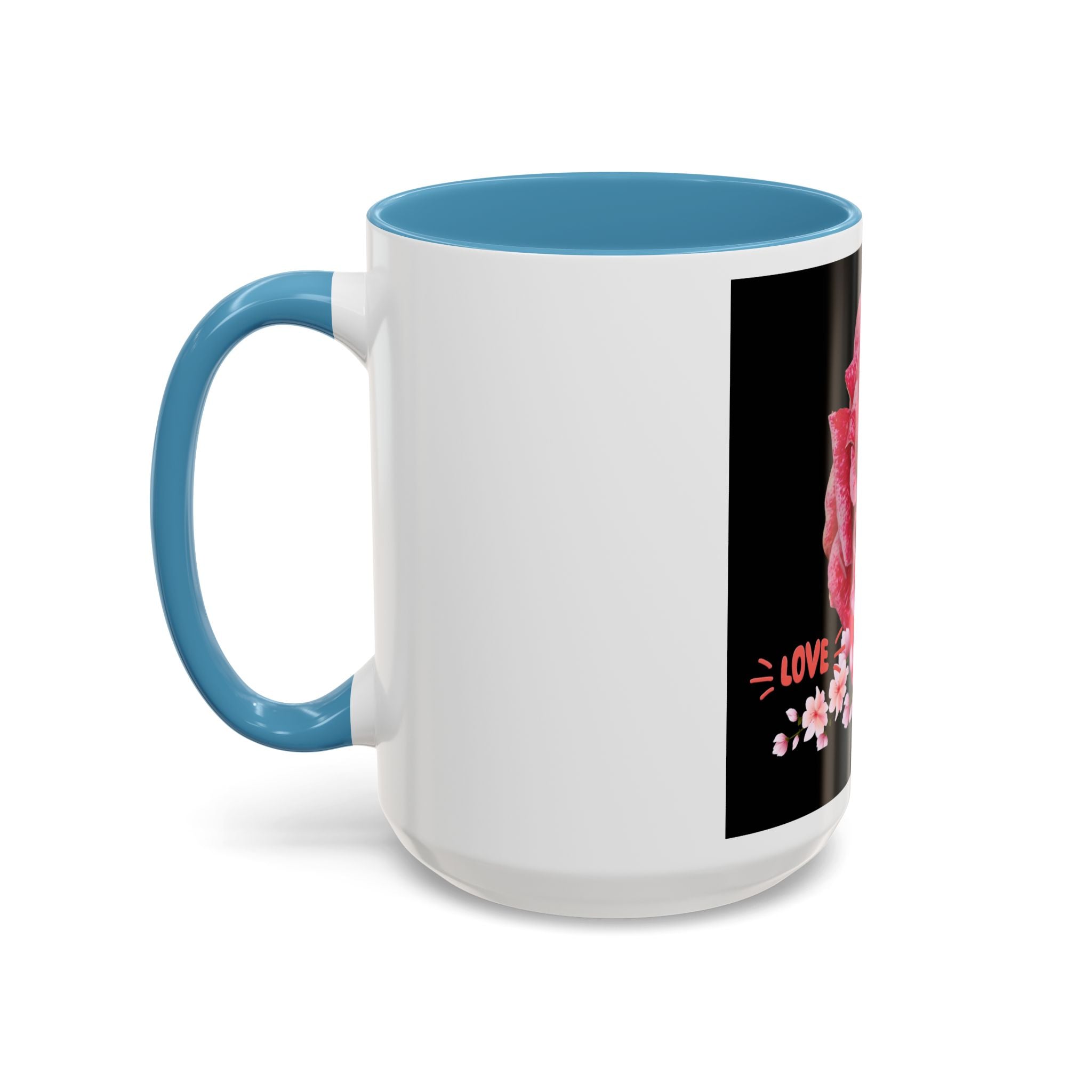 Pink Rose Love Accent Coffee Mug – Floral Valentine Gift (11/15oz)