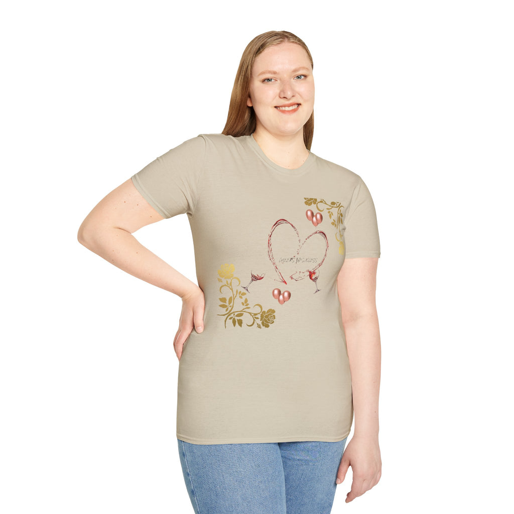 Heart & Floral T-Shirt — Romantic Vintage Heart Design