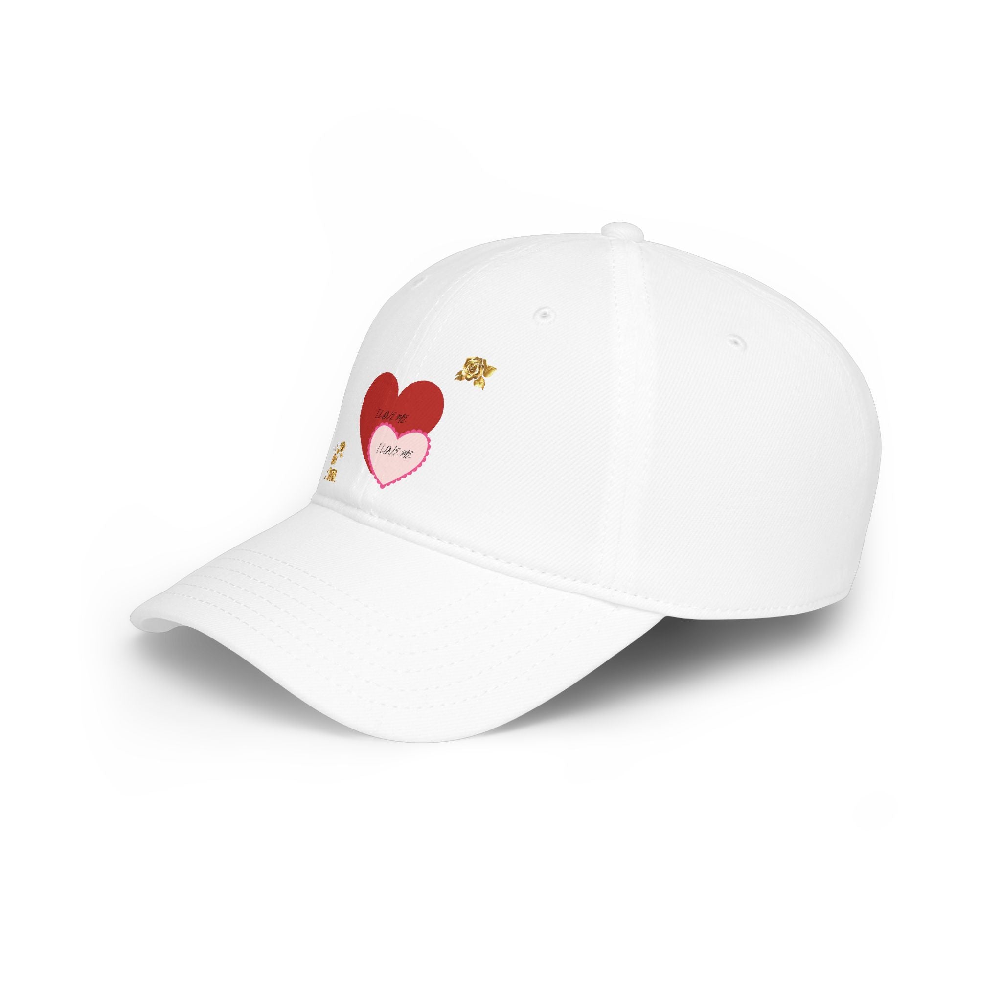 Heart Patch Baseball Cap — 'I Love Me' Layered Hearts Hat
