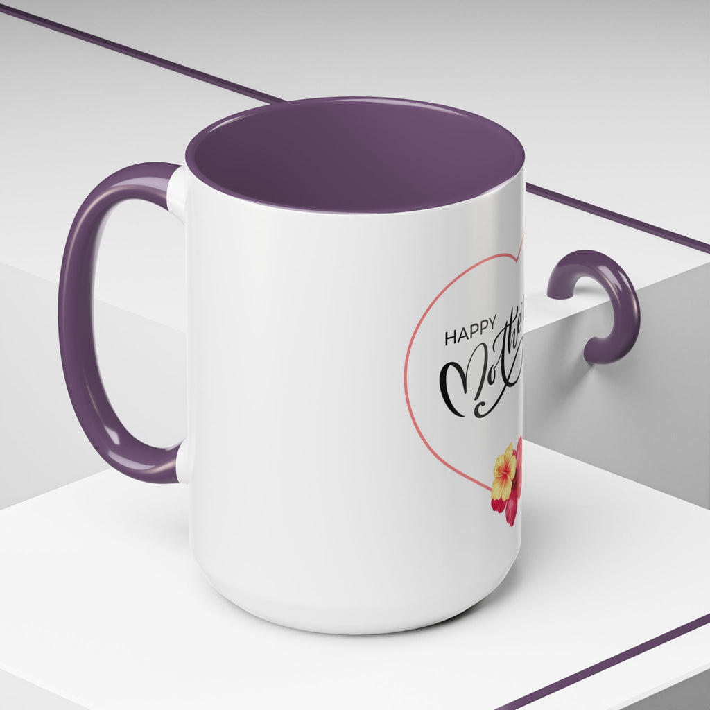 Mother's Day Heart Floral Accent Coffee Mug – "Happy Mother's Day" 11/15oz