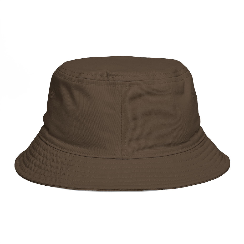 Bucket Hat — Retro Peace Sign with Flower Patch, Vintage 70s Boho Summer Sun Hat