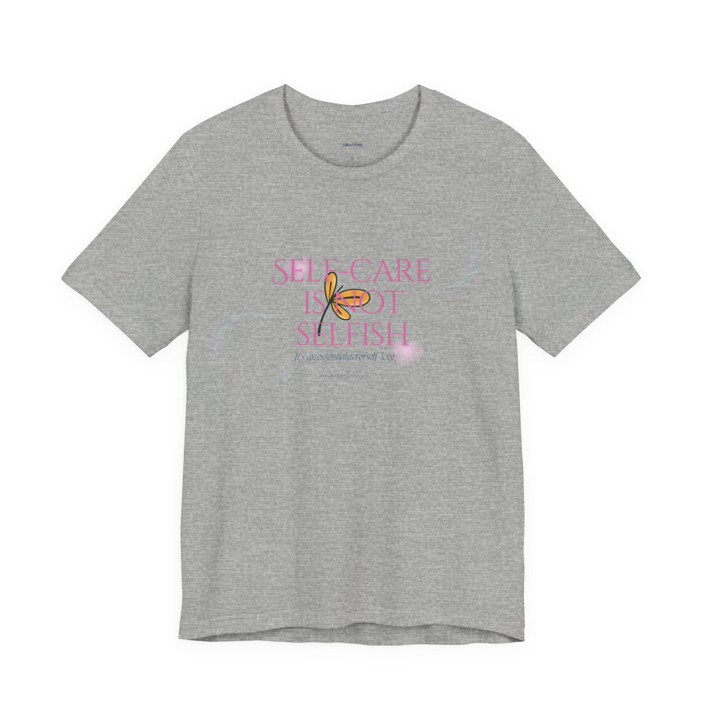 Self-Care Is Not Selfish Tee — Pink Script Wellness T-Shirt