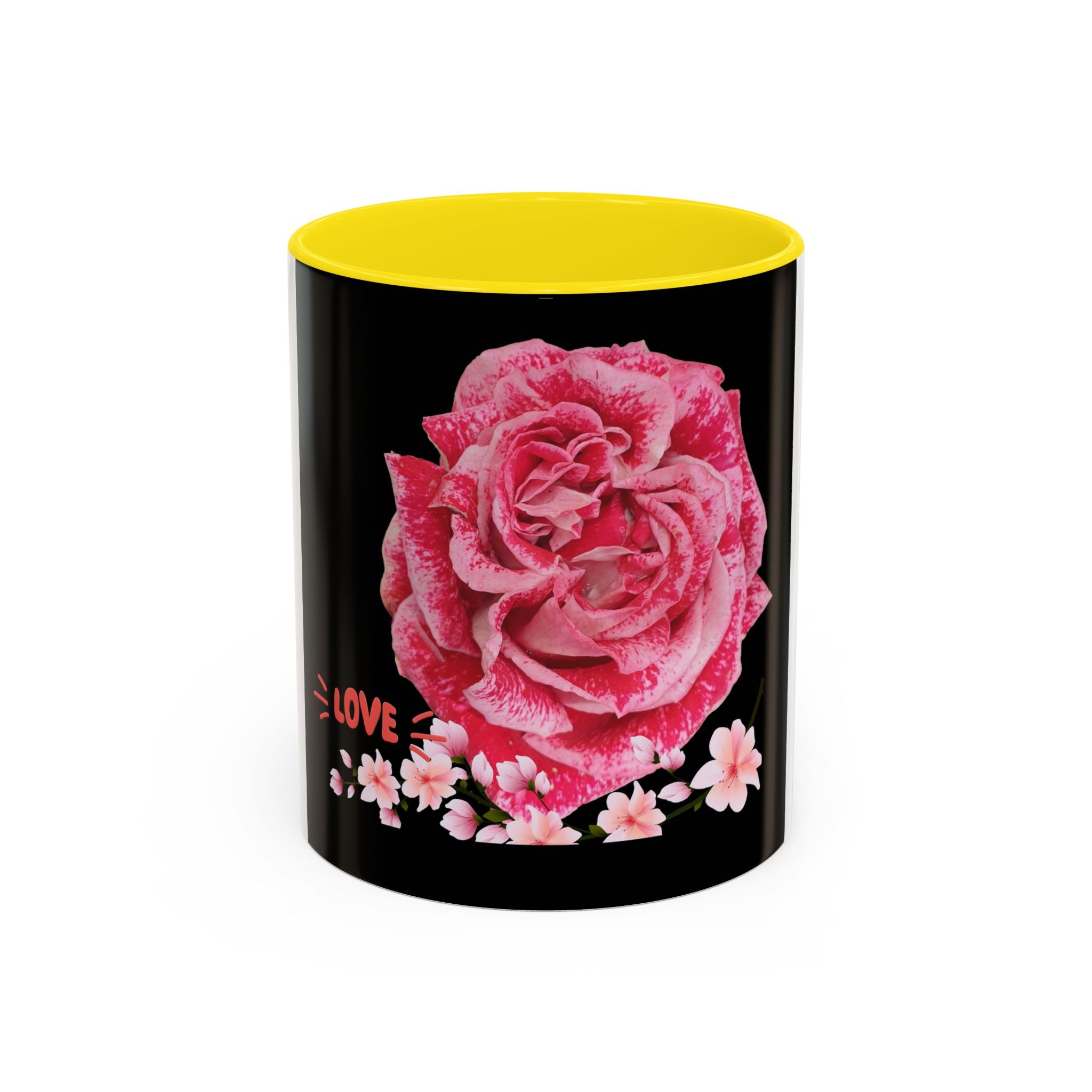 Pink Rose Love Accent Coffee Mug – Floral Valentine Gift (11/15oz)