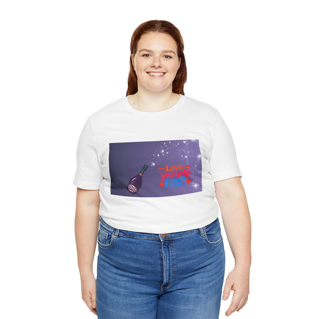 Love Yourself First Tee — Motivational Graphic T-Shirt with Microphone Design