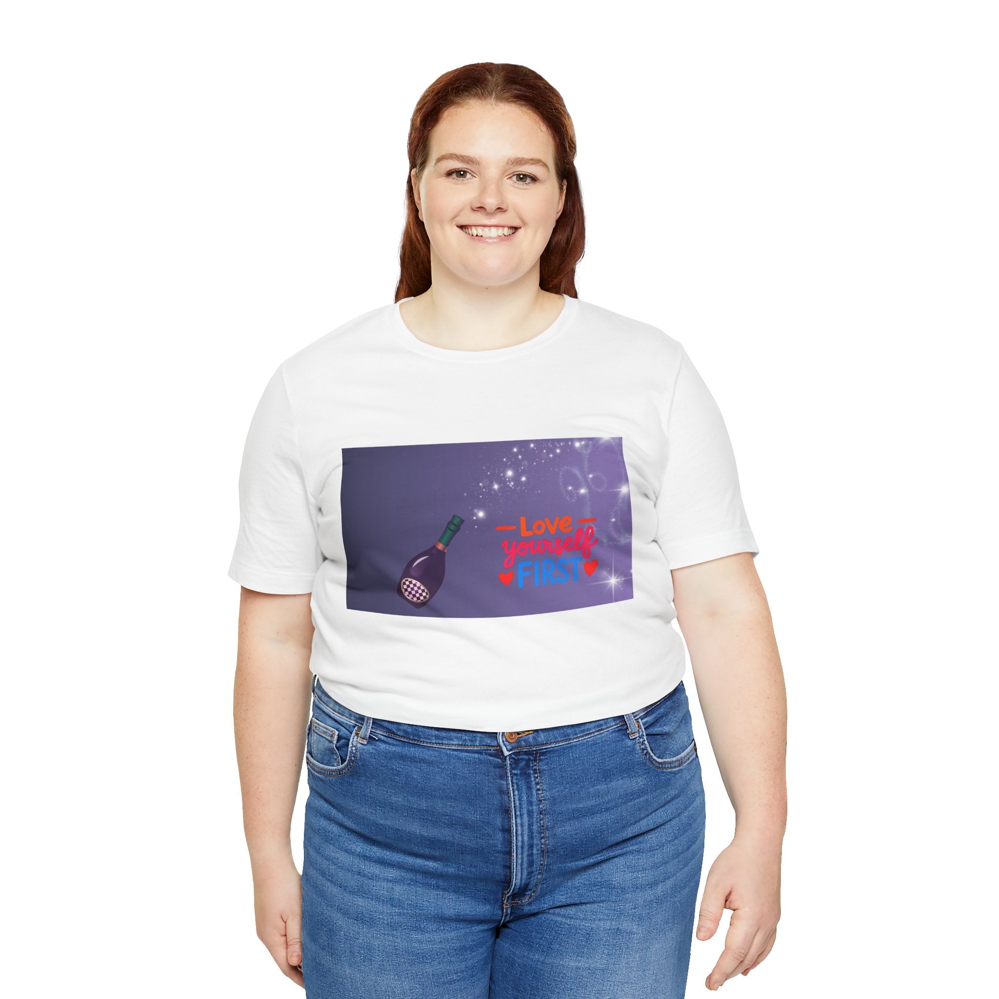 Love Yourself First Tee — Motivational Graphic T-Shirt with Microphone Design