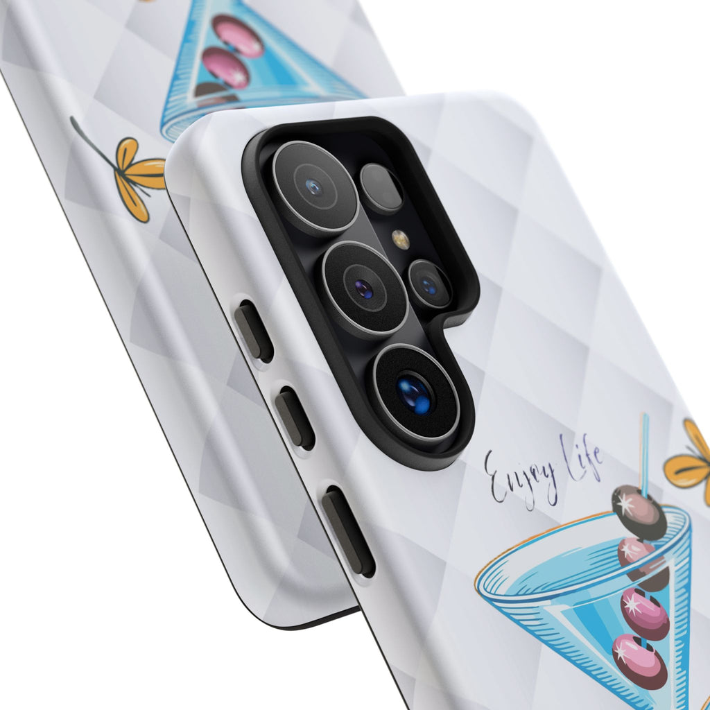 Cocktail Martini Phone Case – "Enjoy Life" Cute Blue Glass Design