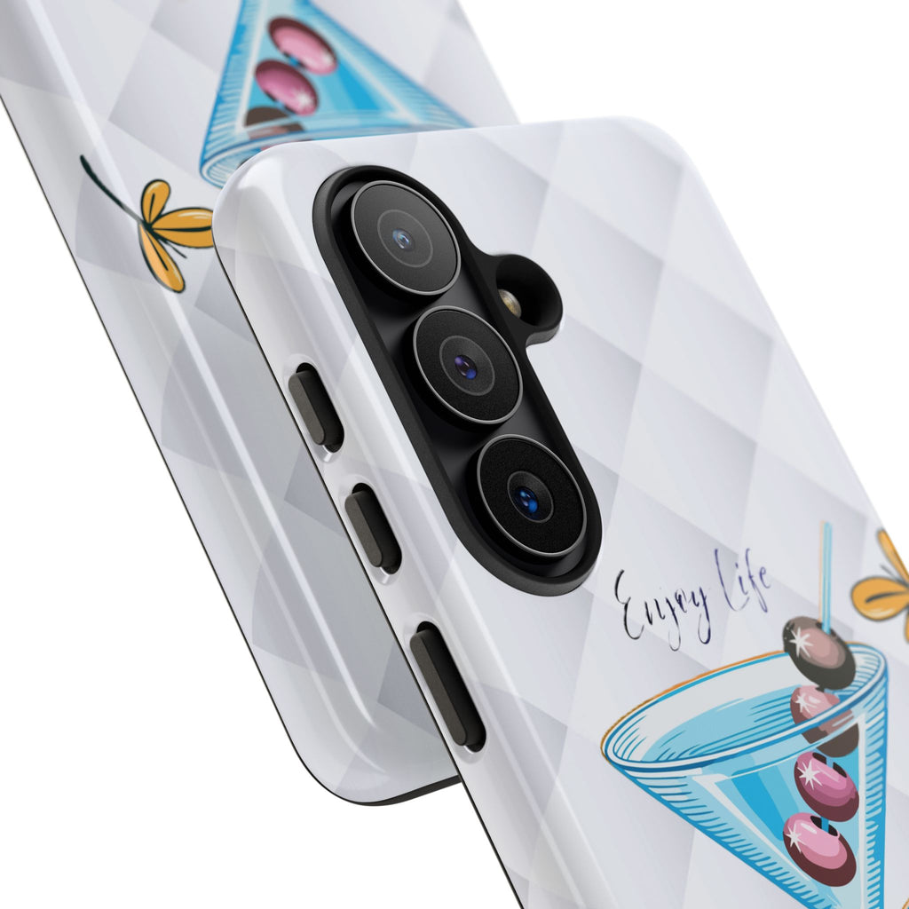 Cocktail Martini Phone Case – "Enjoy Life" Cute Blue Glass Design
