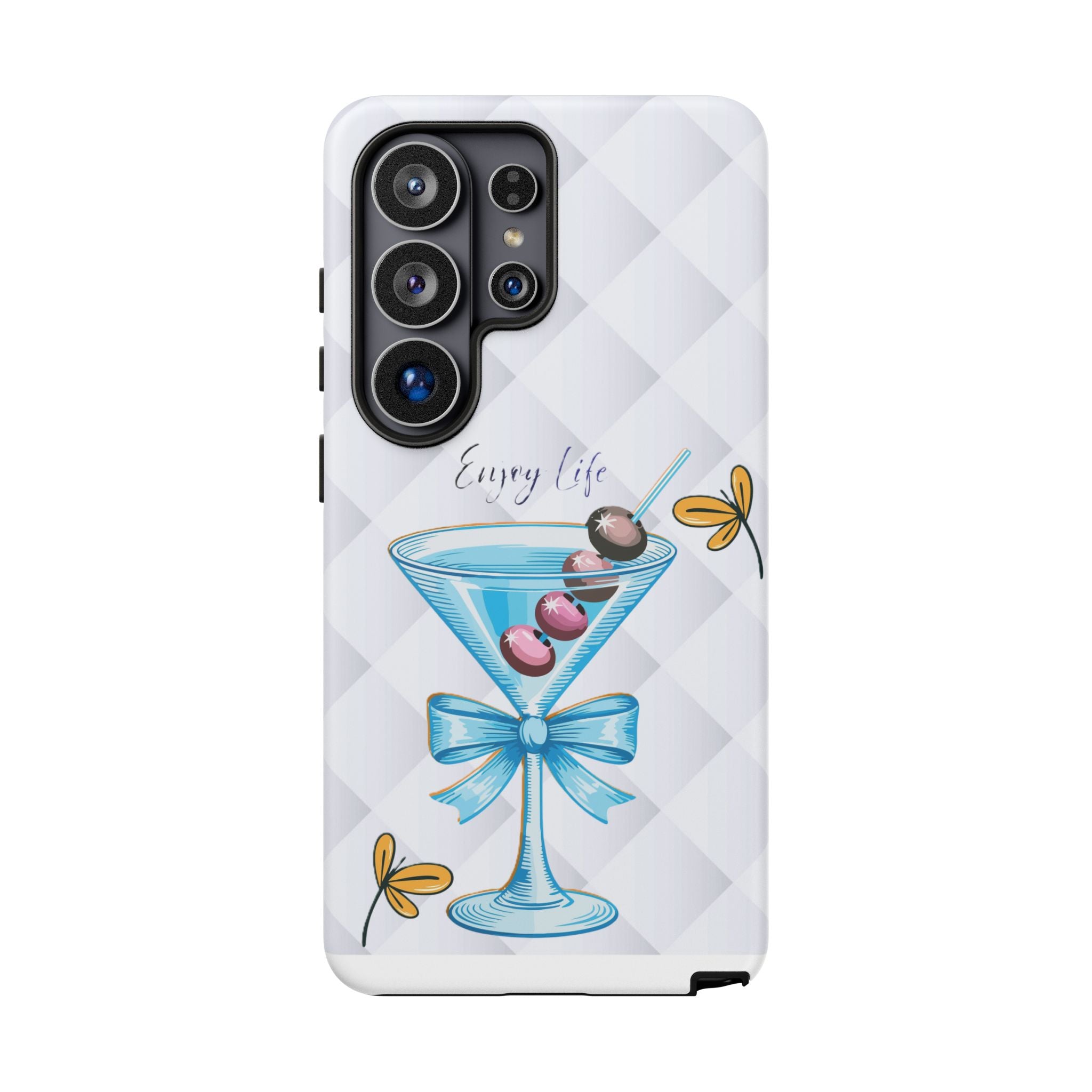 Cocktail Martini Phone Case – "Enjoy Life" Cute Blue Glass Design