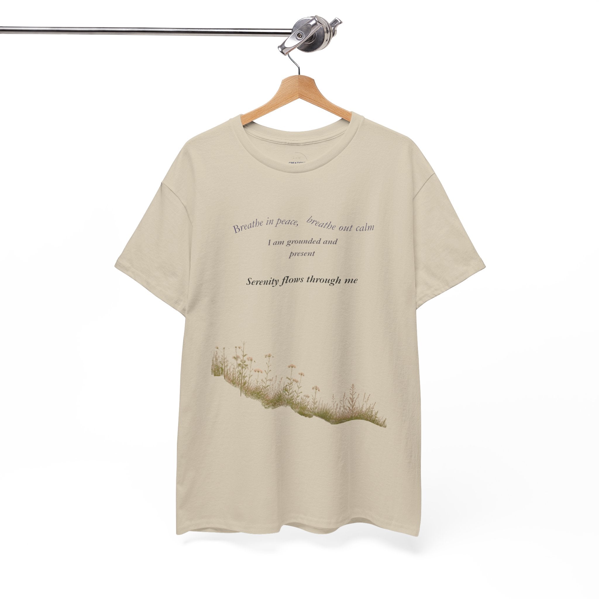 Inspirational Nature Quote Tee — "I am grounded and at peace" Cotton T‑Shirt