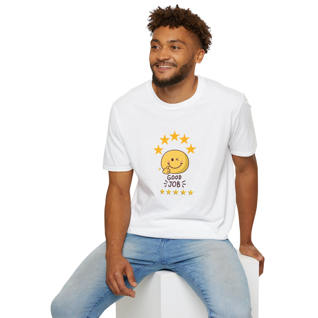 Good Job Smiley T-Shirt — Cute 5-Star Positive Vibe Tee