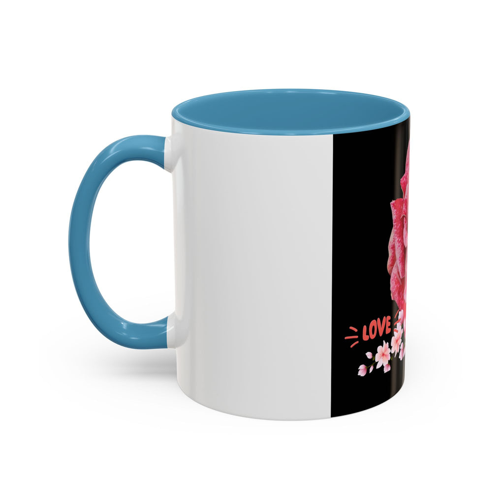 Pink Rose Love Accent Coffee Mug – Floral Valentine Gift (11/15oz)