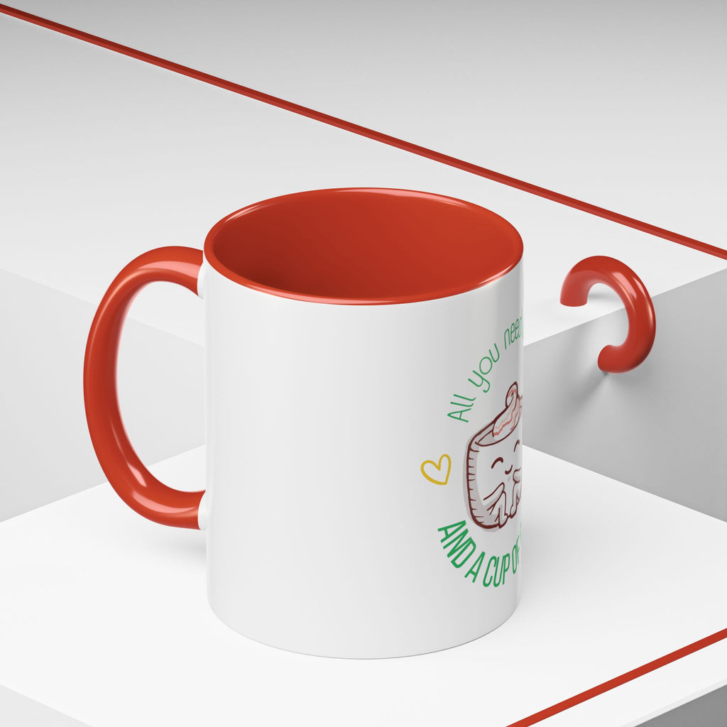 Coffee Mug – "All You Need Is Love and a Cup of Coffee" Cute Kawaii Ceramic Accent Mug (11/15oz)
