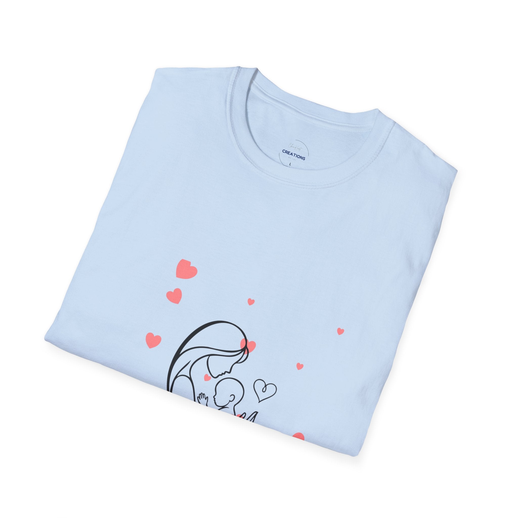 Mother and Baby Line Art T-Shirt — "Mommy" Heart Mom Shirt