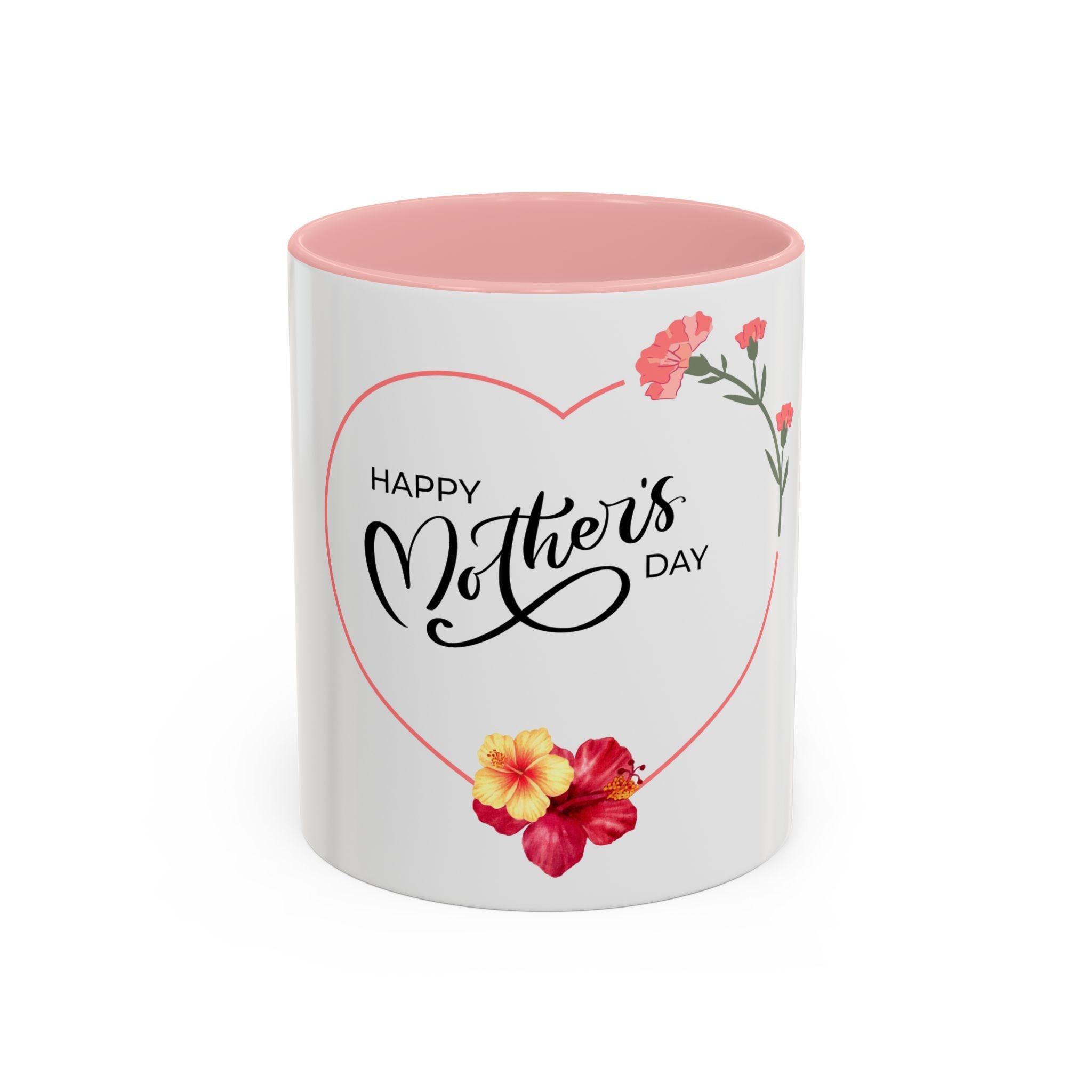 Mother's Day Heart Floral Accent Coffee Mug – "Happy Mother's Day" 11/15oz