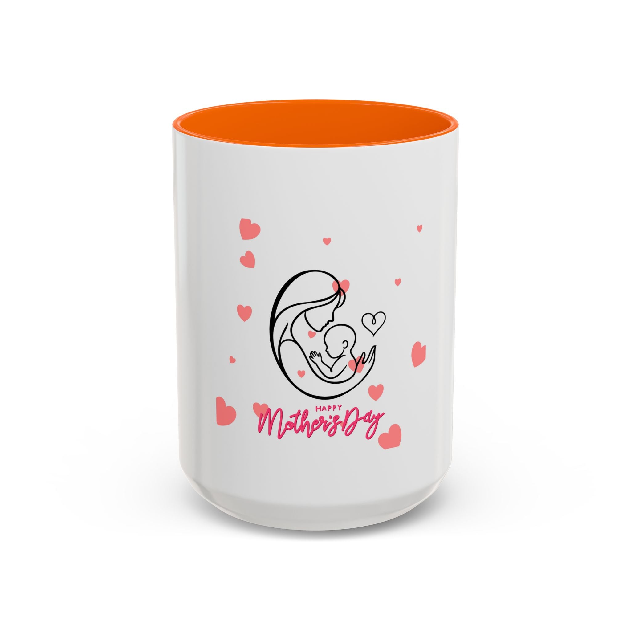 Mother’s Day Coffee Mug — 'Happy Mother’s Day' Heart & Mom-Baby Illustration (Accent 11/15oz)