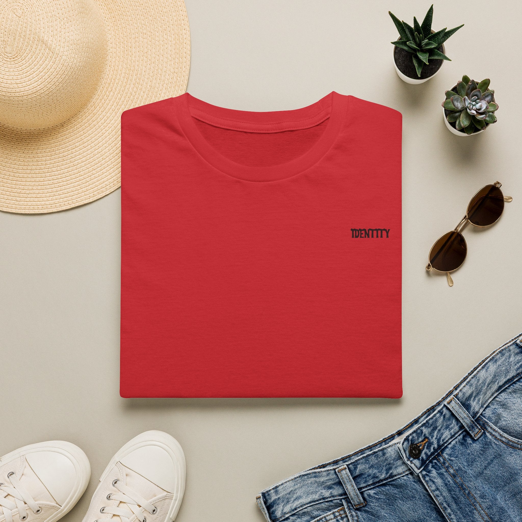Minimal 'IDENTITY' Embroidered T-Shirt