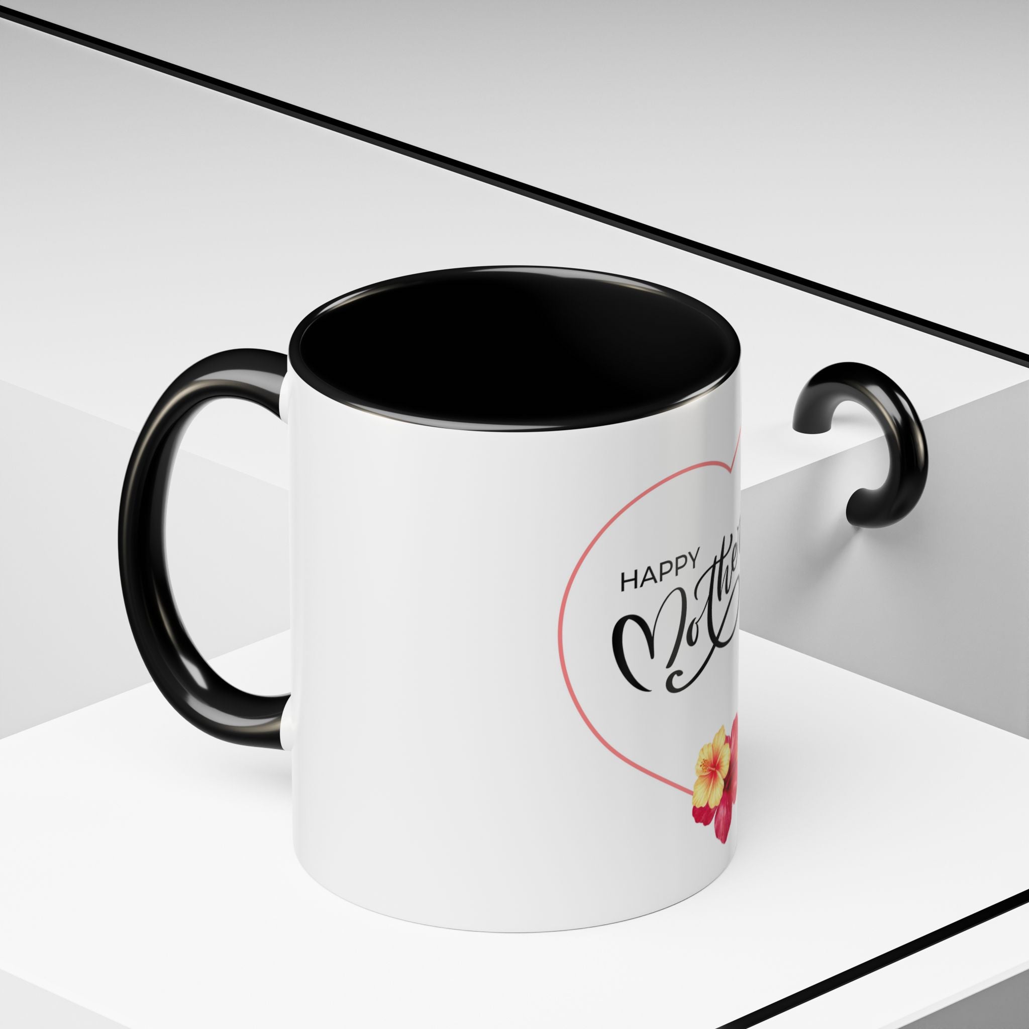 Mother's Day Heart Floral Accent Coffee Mug – "Happy Mother's Day" 11/15oz