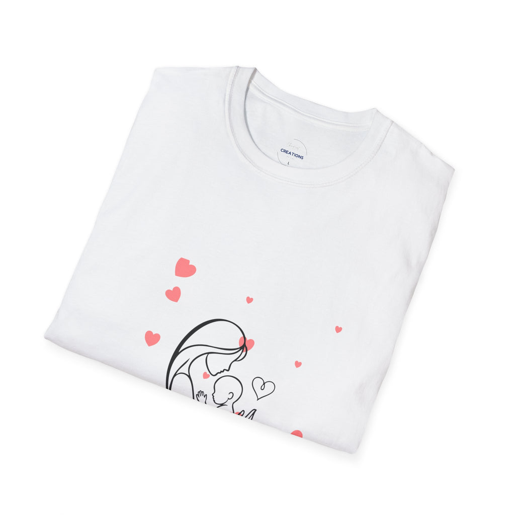 Mother and Baby Line Art T-Shirt — "Mommy" Heart Mom Shirt
