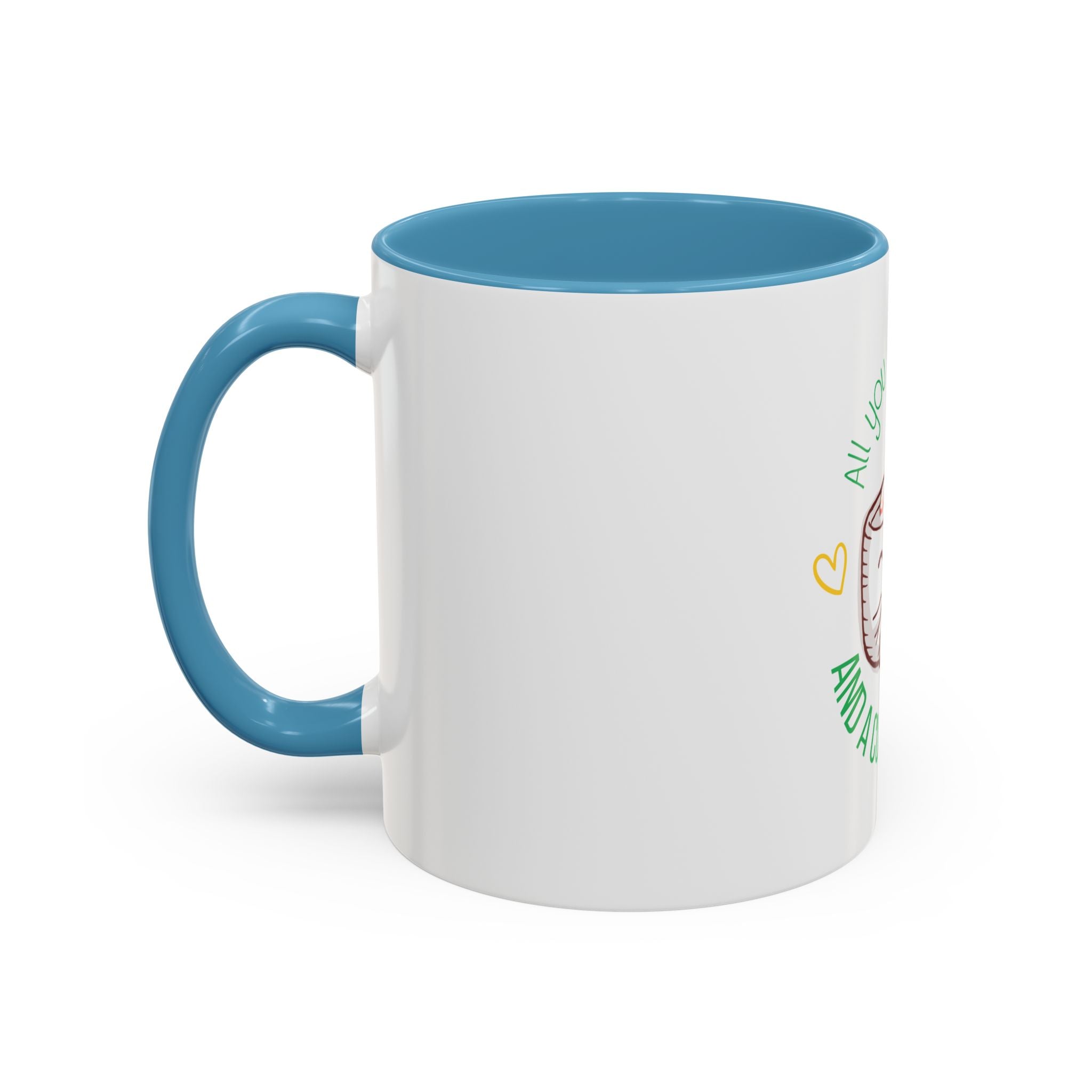 Coffee Mug – "All You Need Is Love and a Cup of Coffee" Cute Kawaii Ceramic Accent Mug (11/15oz)