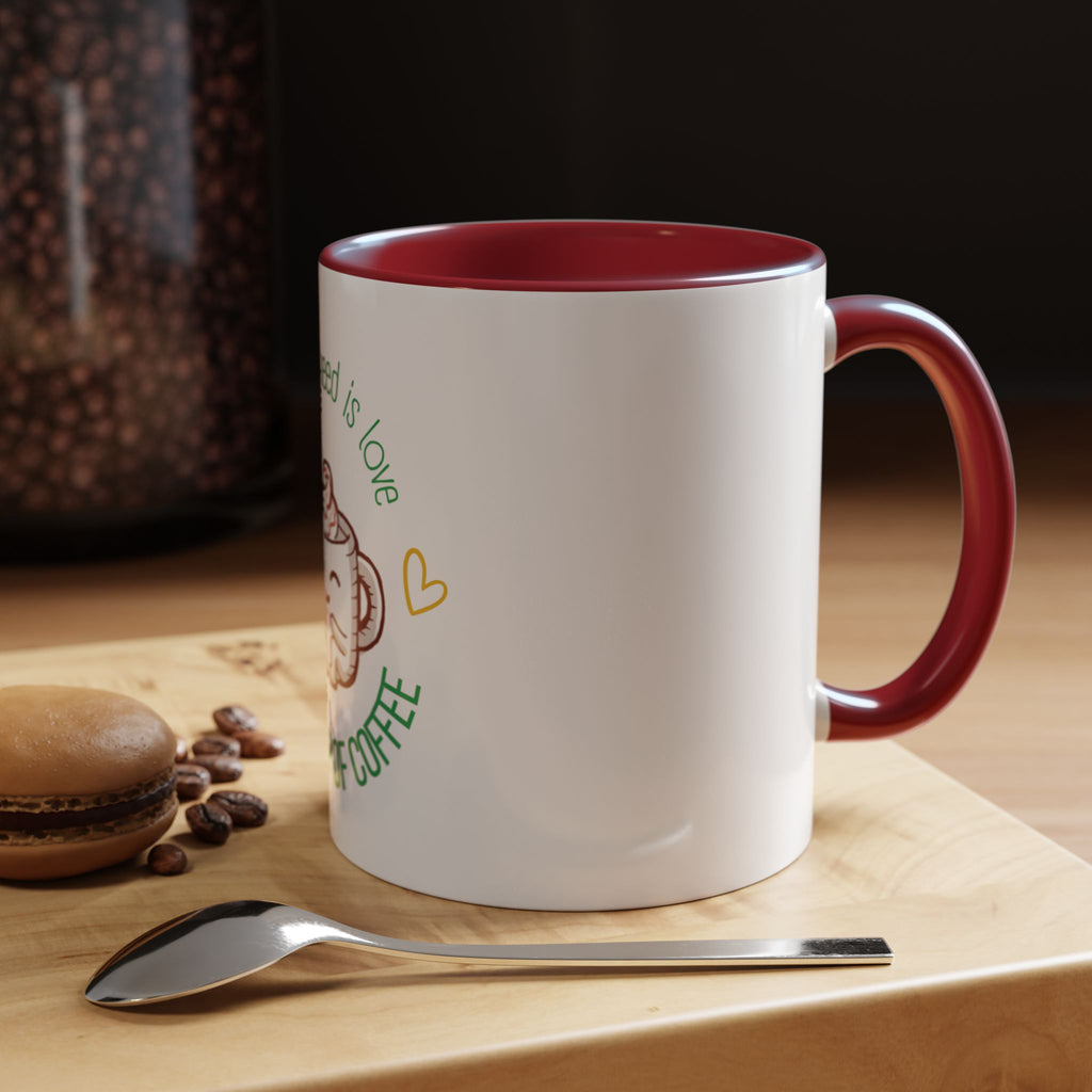 Coffee Mug – "All You Need Is Love and a Cup of Coffee" Cute Kawaii Ceramic Accent Mug (11/15oz)