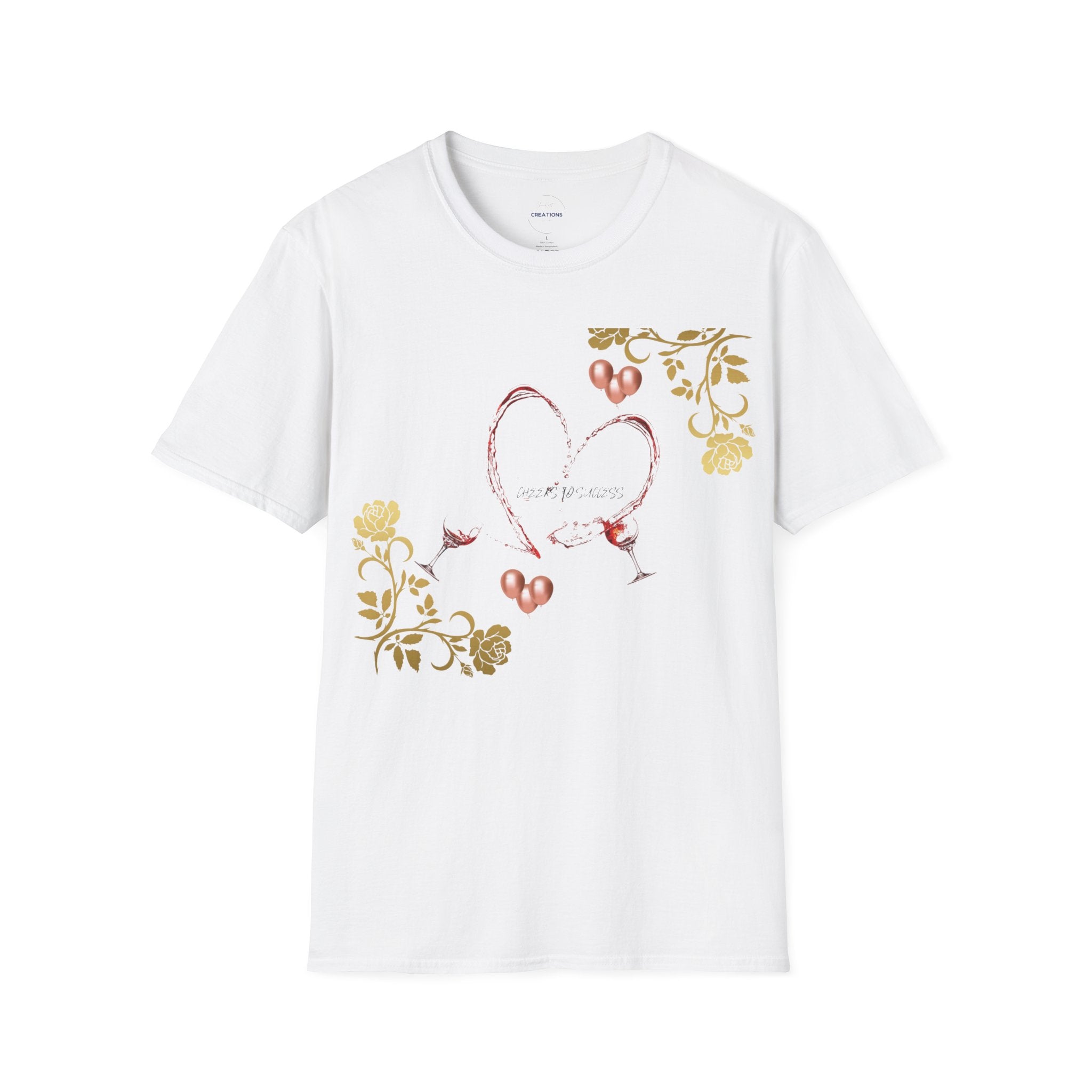 Heart & Floral T-Shirt — Romantic Vintage Heart Design