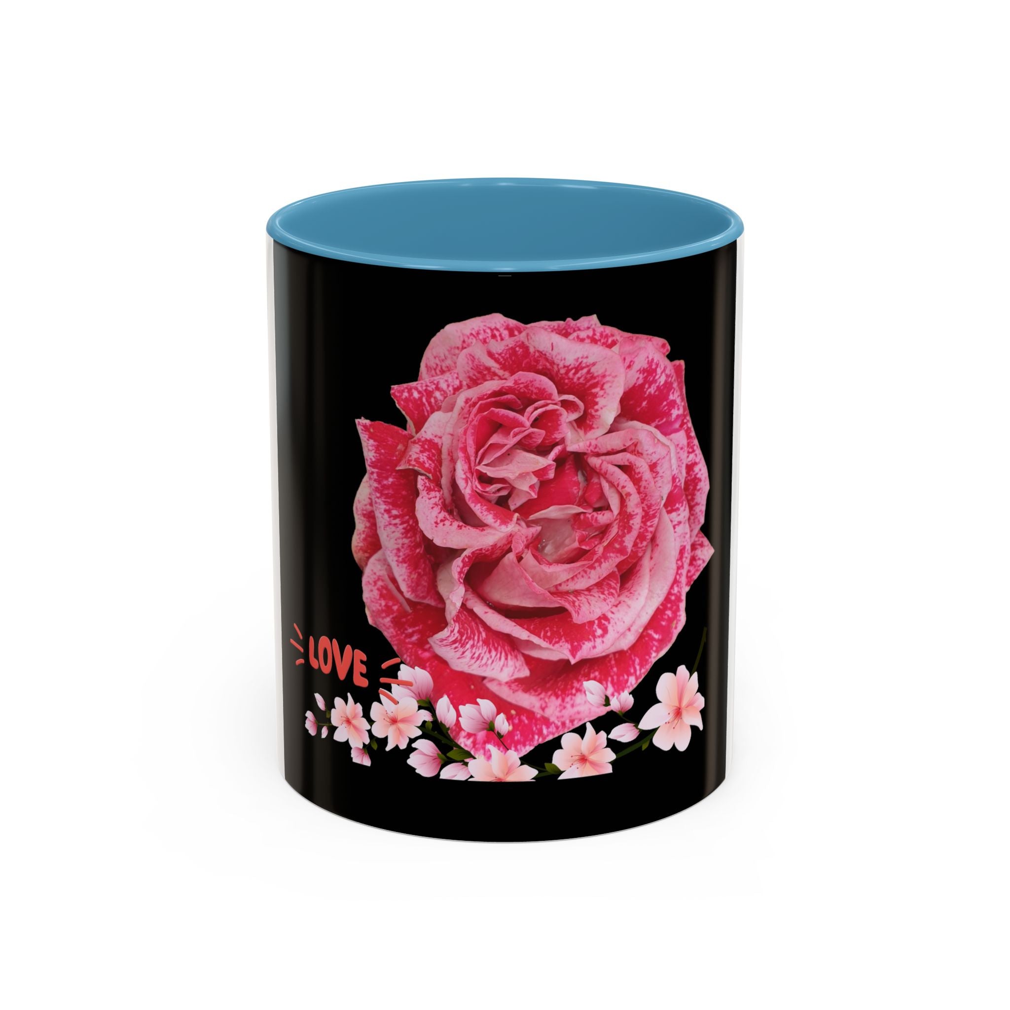 Pink Rose Love Accent Coffee Mug – Floral Valentine Gift (11/15oz)