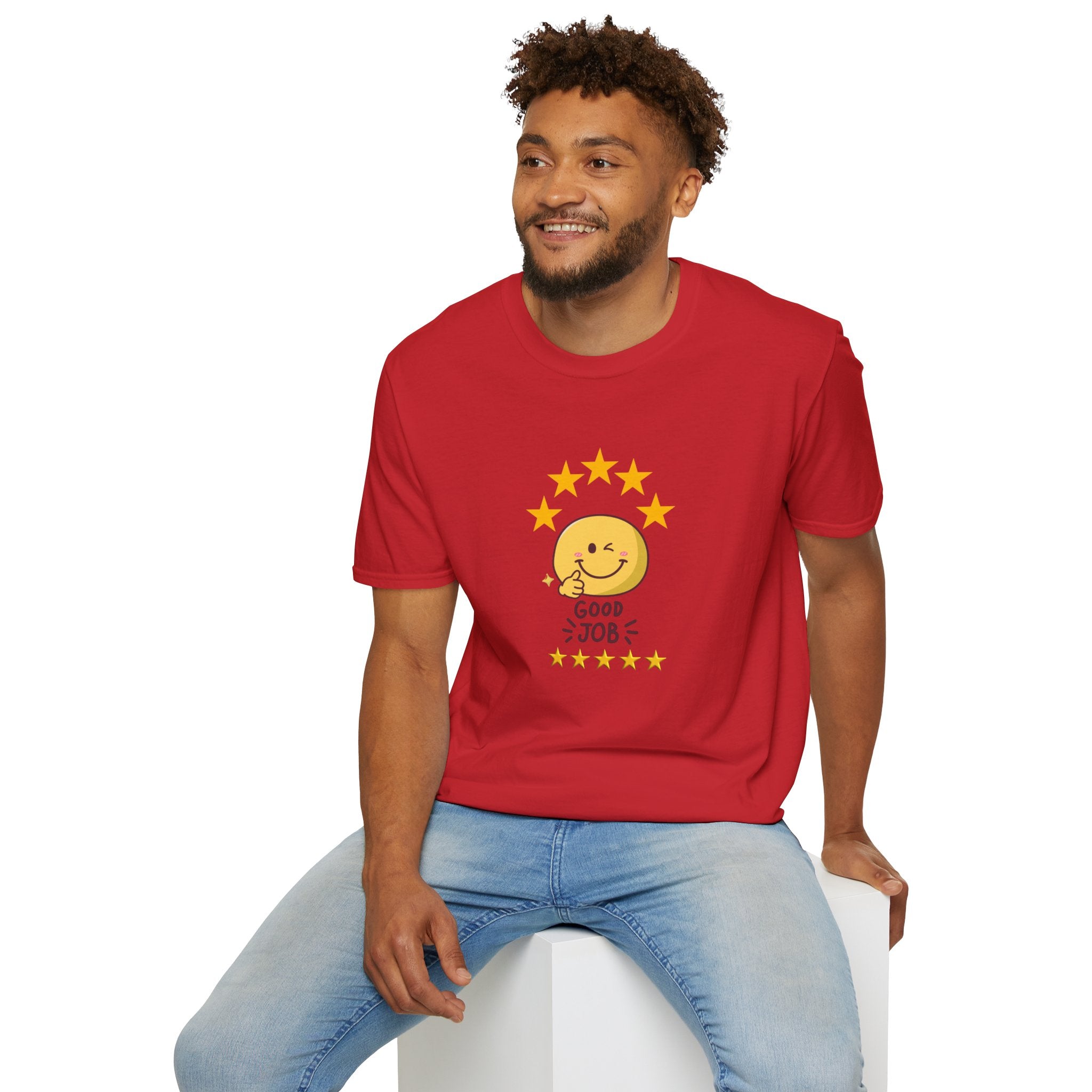 Good Job Smiley T-Shirt — Cute 5-Star Positive Vibe Tee