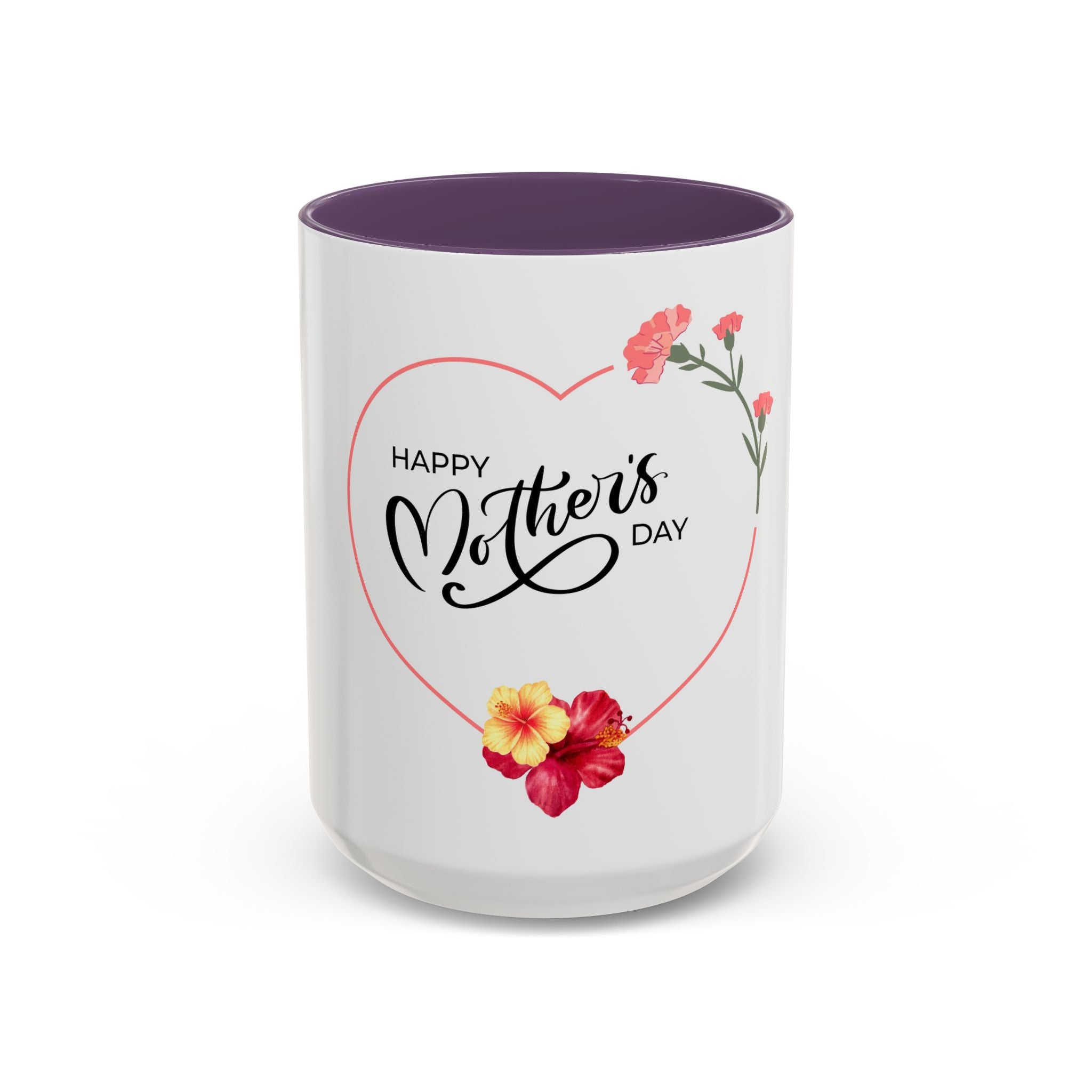 Mother's Day Heart Floral Accent Coffee Mug – "Happy Mother's Day" 11/15oz