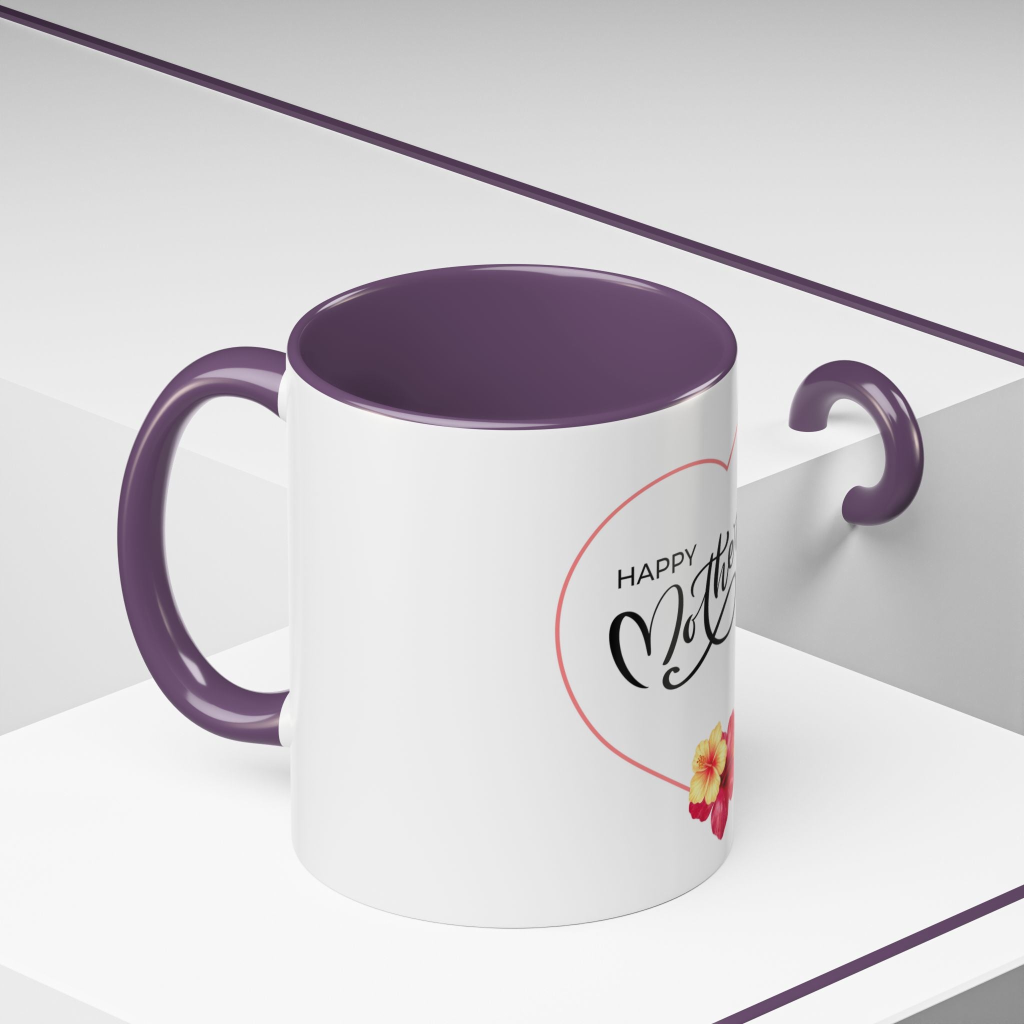 Mother's Day Heart Floral Accent Coffee Mug – "Happy Mother's Day" 11/15oz