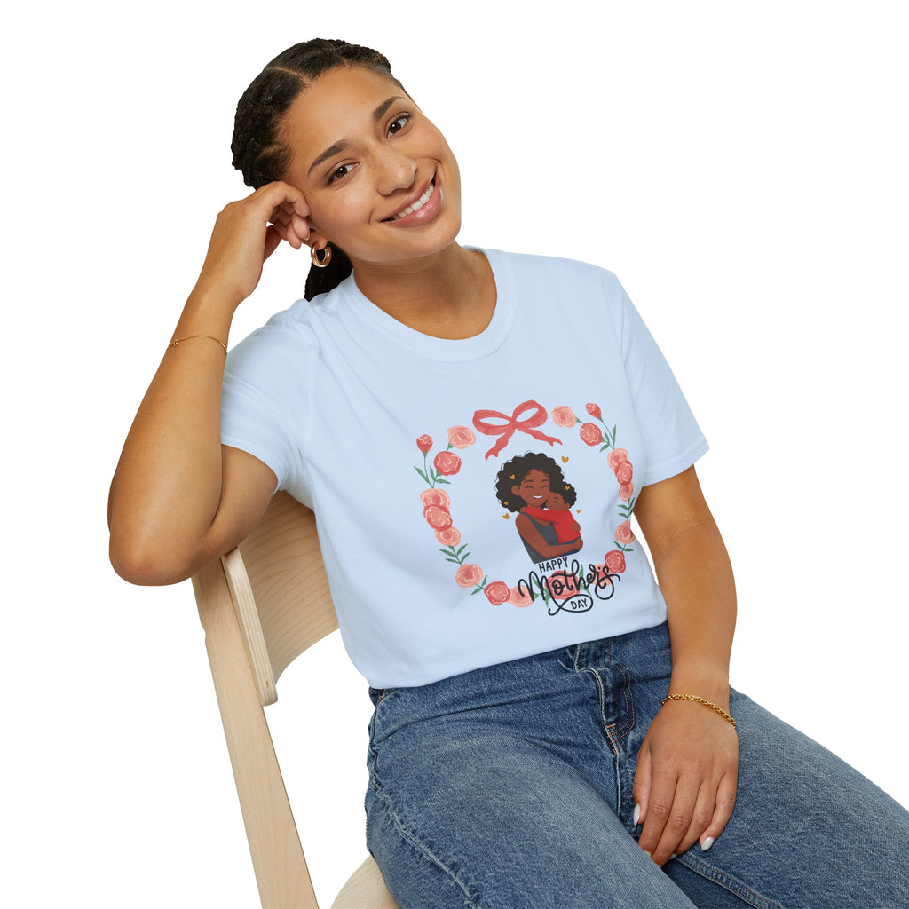 Mother’s Day Floral Tee — “Happy Mother’s Day” Mother and Child