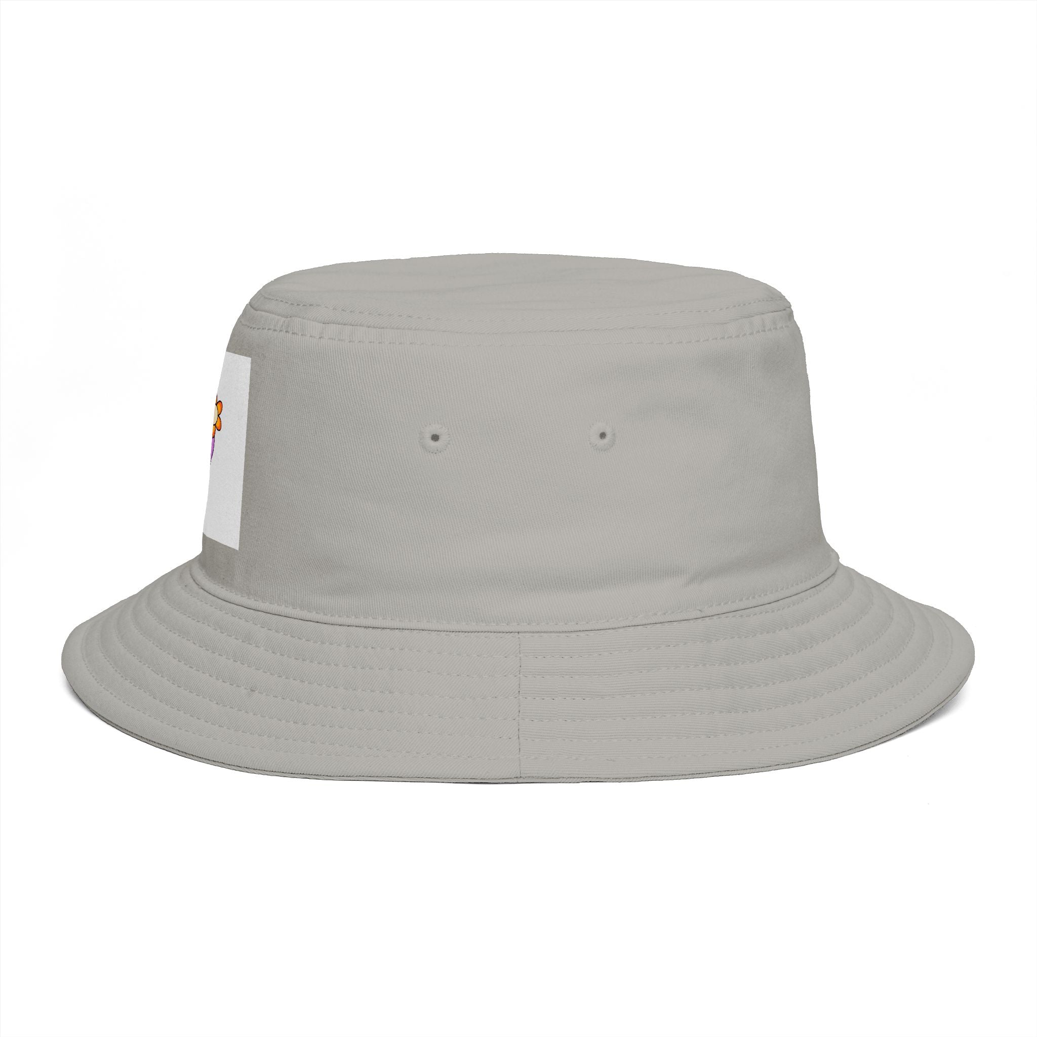 Bucket Hat — Retro Peace Sign with Flower Patch, Vintage 70s Boho Summer Sun Hat
