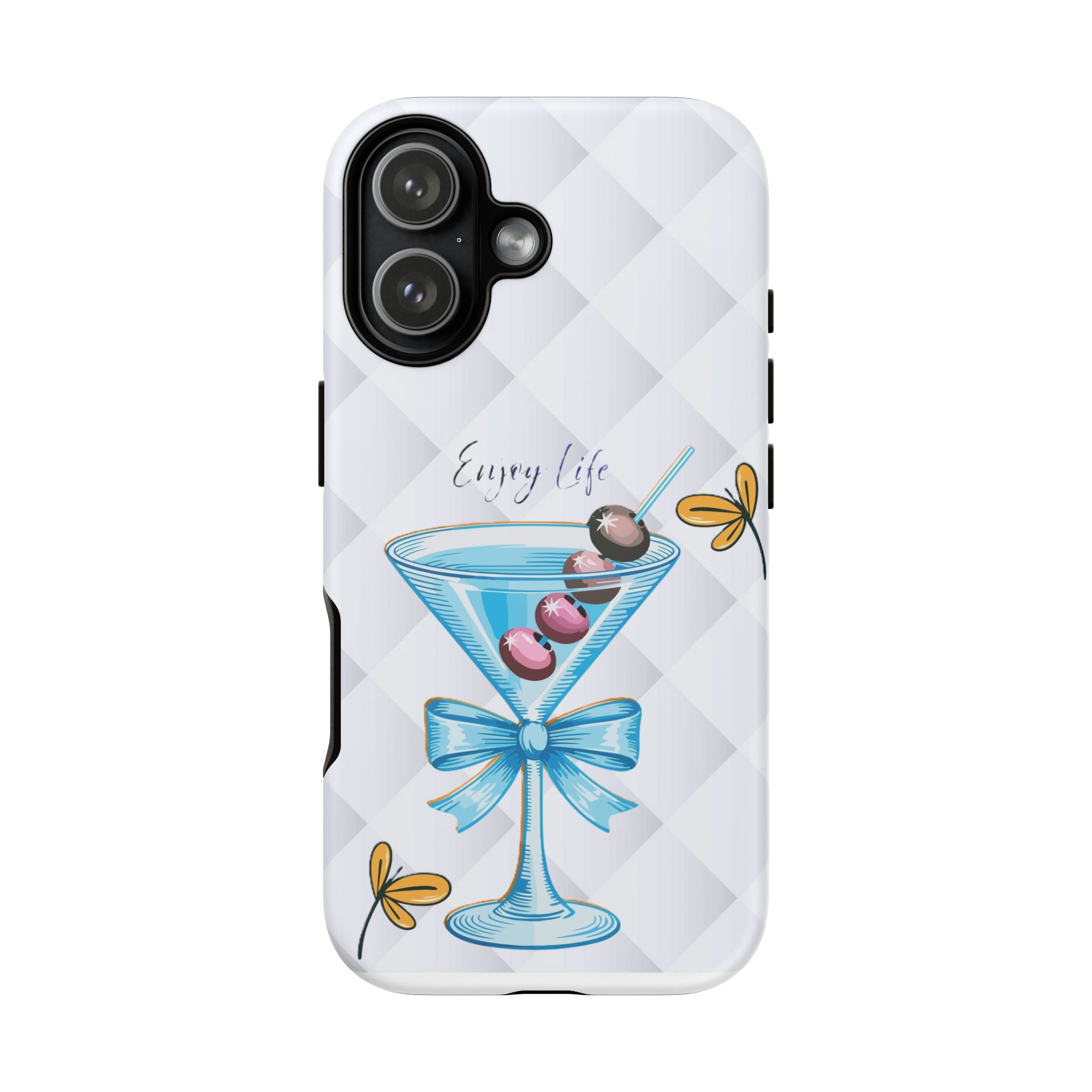 Cocktail Martini Phone Case – "Enjoy Life" Cute Blue Glass Design