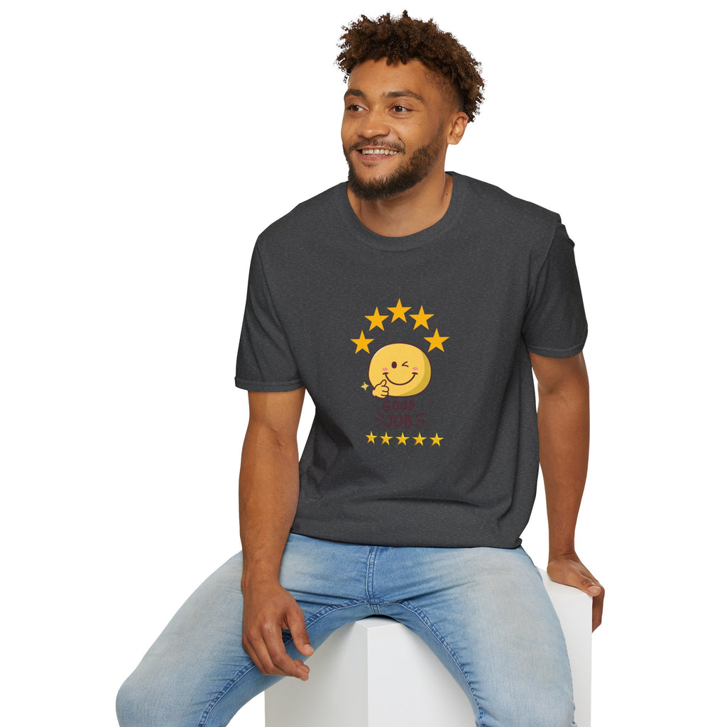 Good Job Smiley T-Shirt — Cute 5-Star Positive Vibe Tee