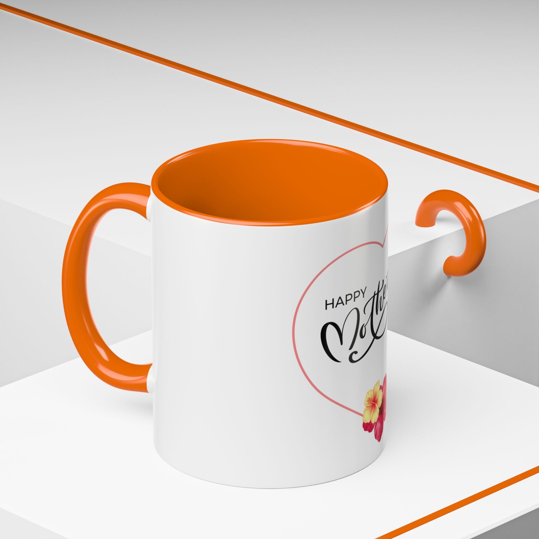 Mother's Day Heart Floral Accent Coffee Mug – "Happy Mother's Day" 11/15oz