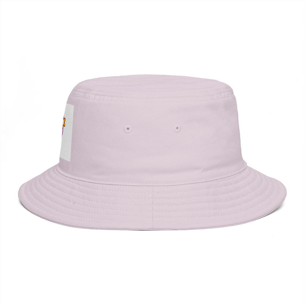 Bucket Hat — Retro Peace Sign with Flower Patch, Vintage 70s Boho Summer Sun Hat