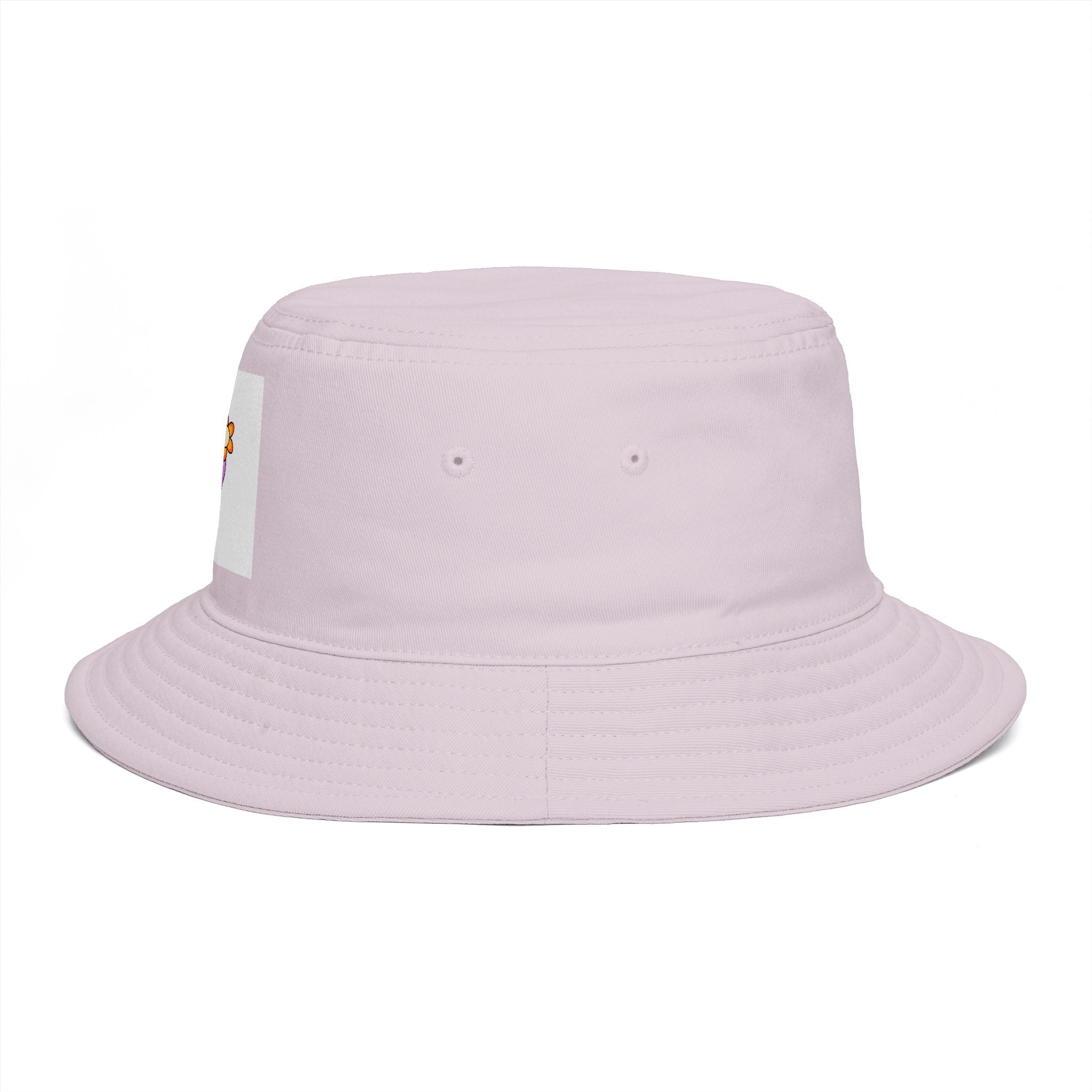 Bucket Hat — Retro Peace Sign with Flower Patch, Vintage 70s Boho Summer Sun Hat
