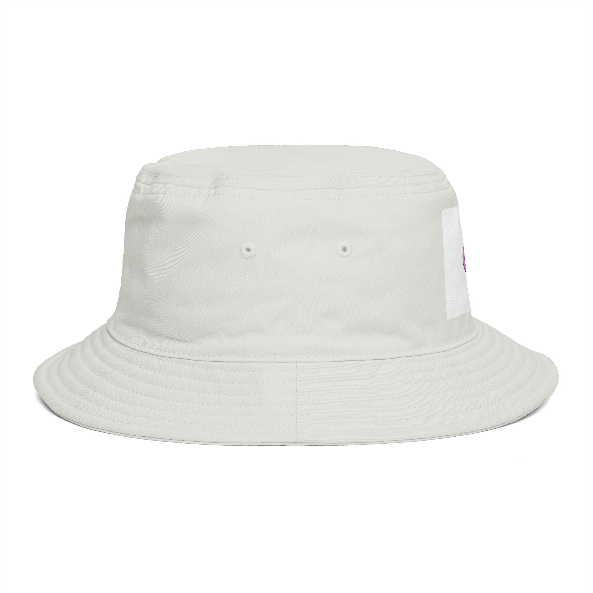 Bucket Hat — Retro Peace Sign with Flower Patch, Vintage 70s Boho Summer Sun Hat