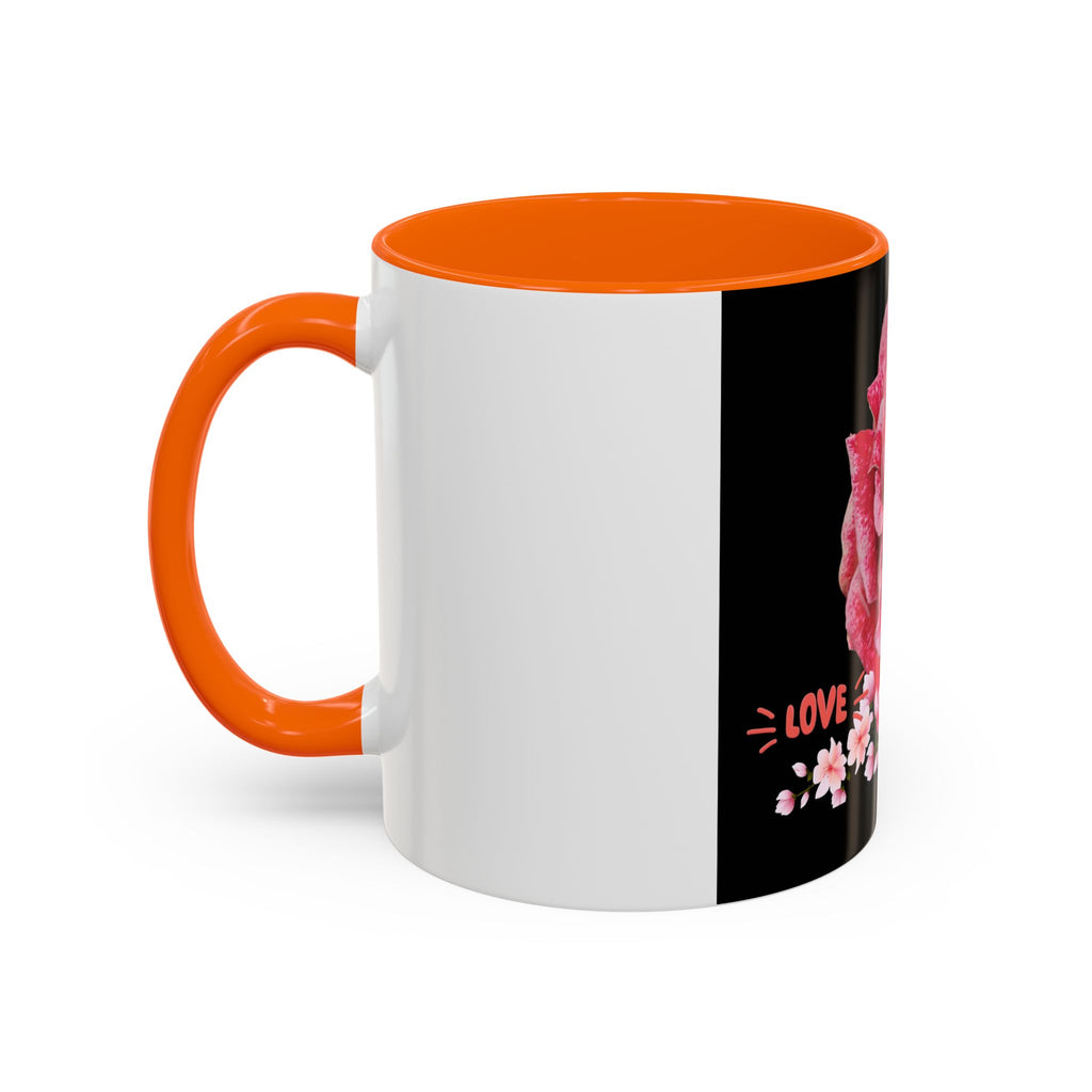 Pink Rose Love Accent Coffee Mug – Floral Valentine Gift (11/15oz)