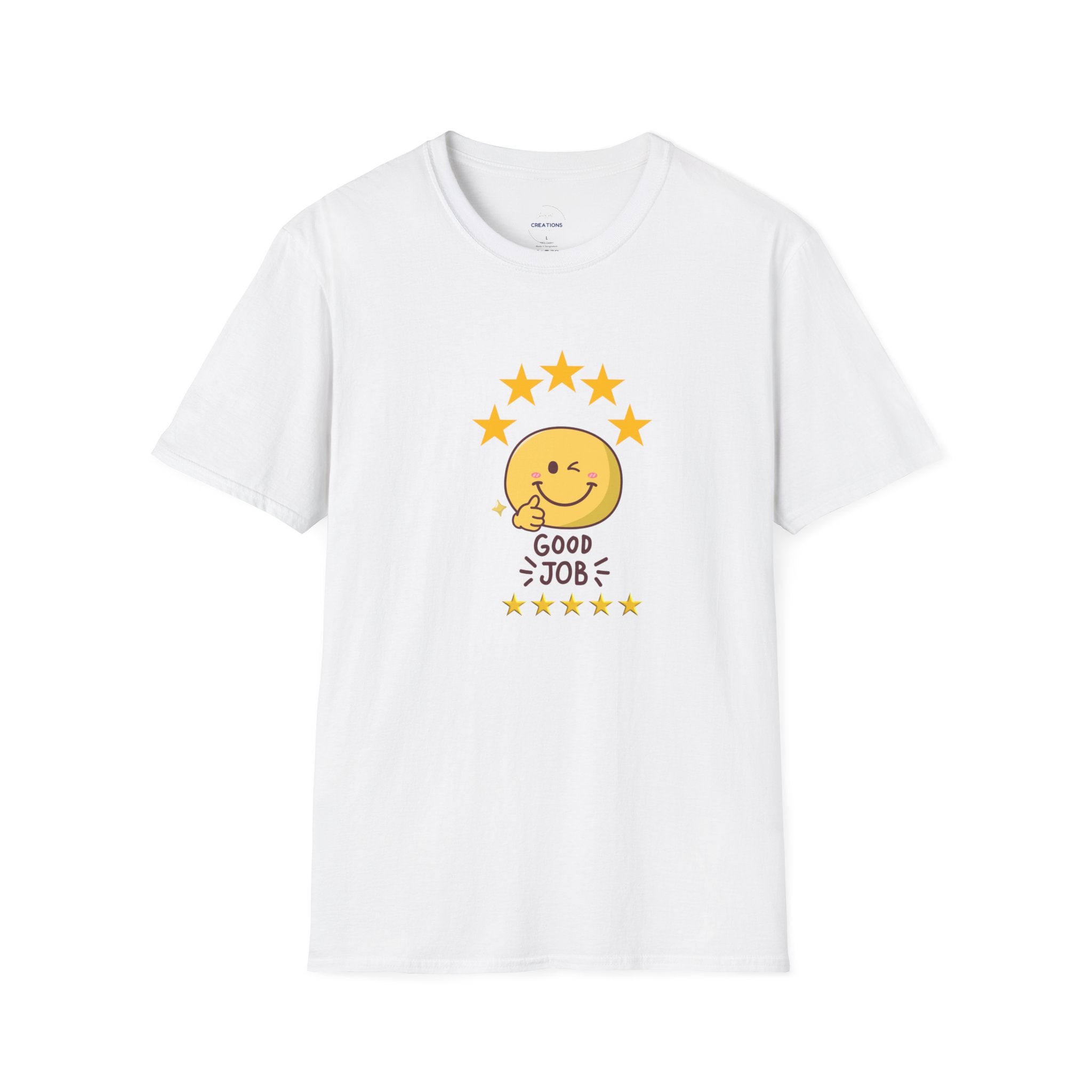Good Job Smiley T-Shirt — Cute 5-Star Positive Vibe Tee