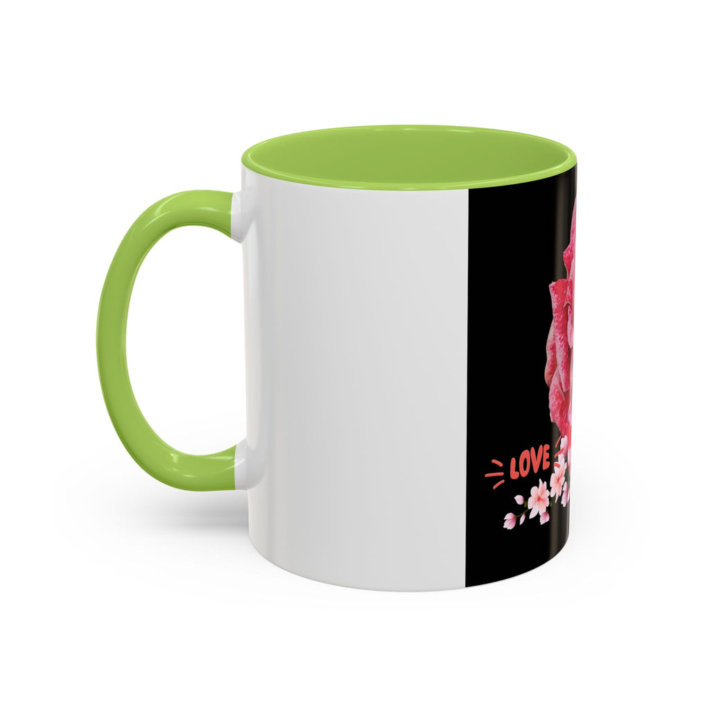 Pink Rose Love Accent Coffee Mug – Floral Valentine Gift (11/15oz)